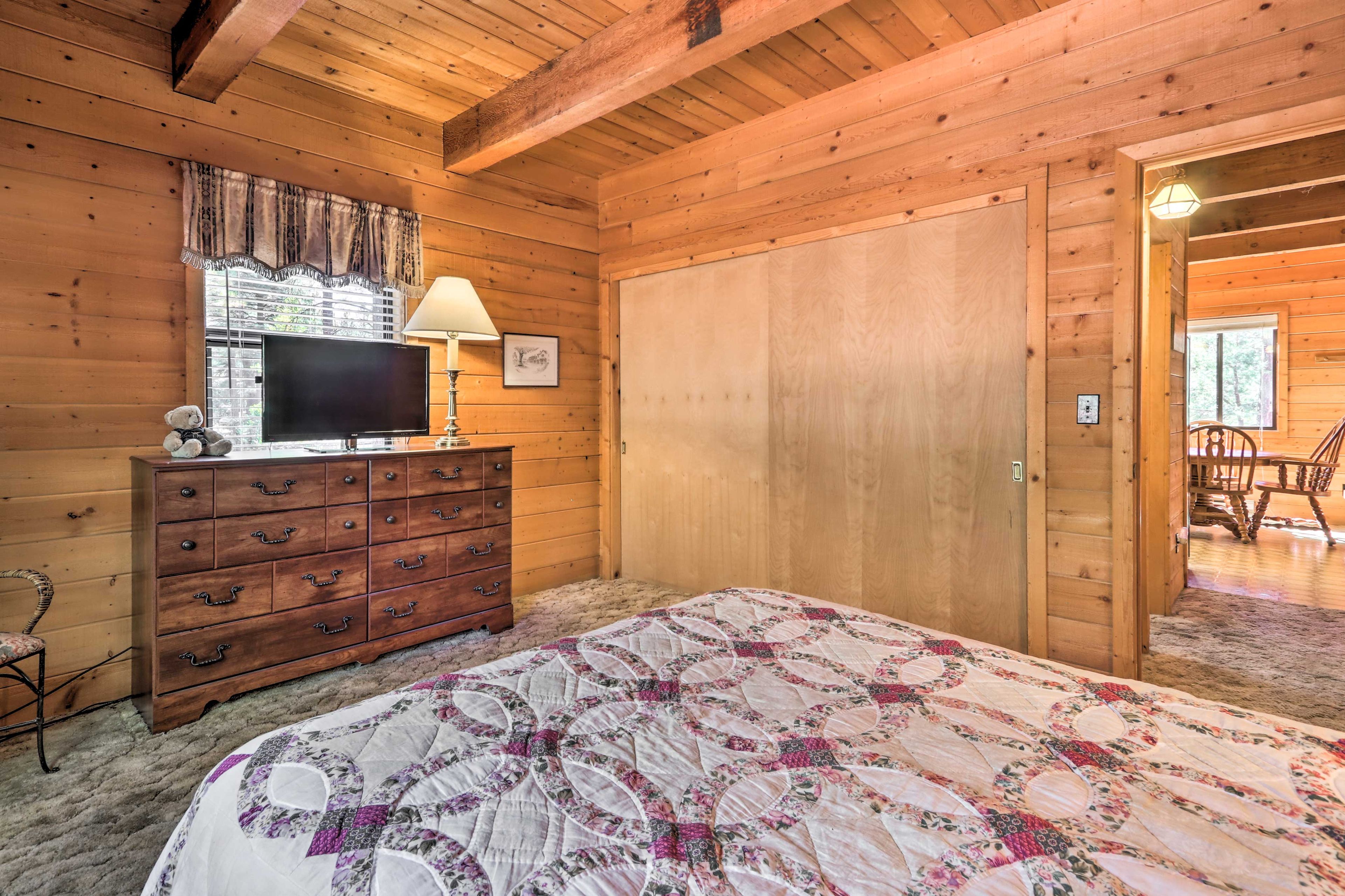There is plenty of room to store your wardrobe in the dresser.