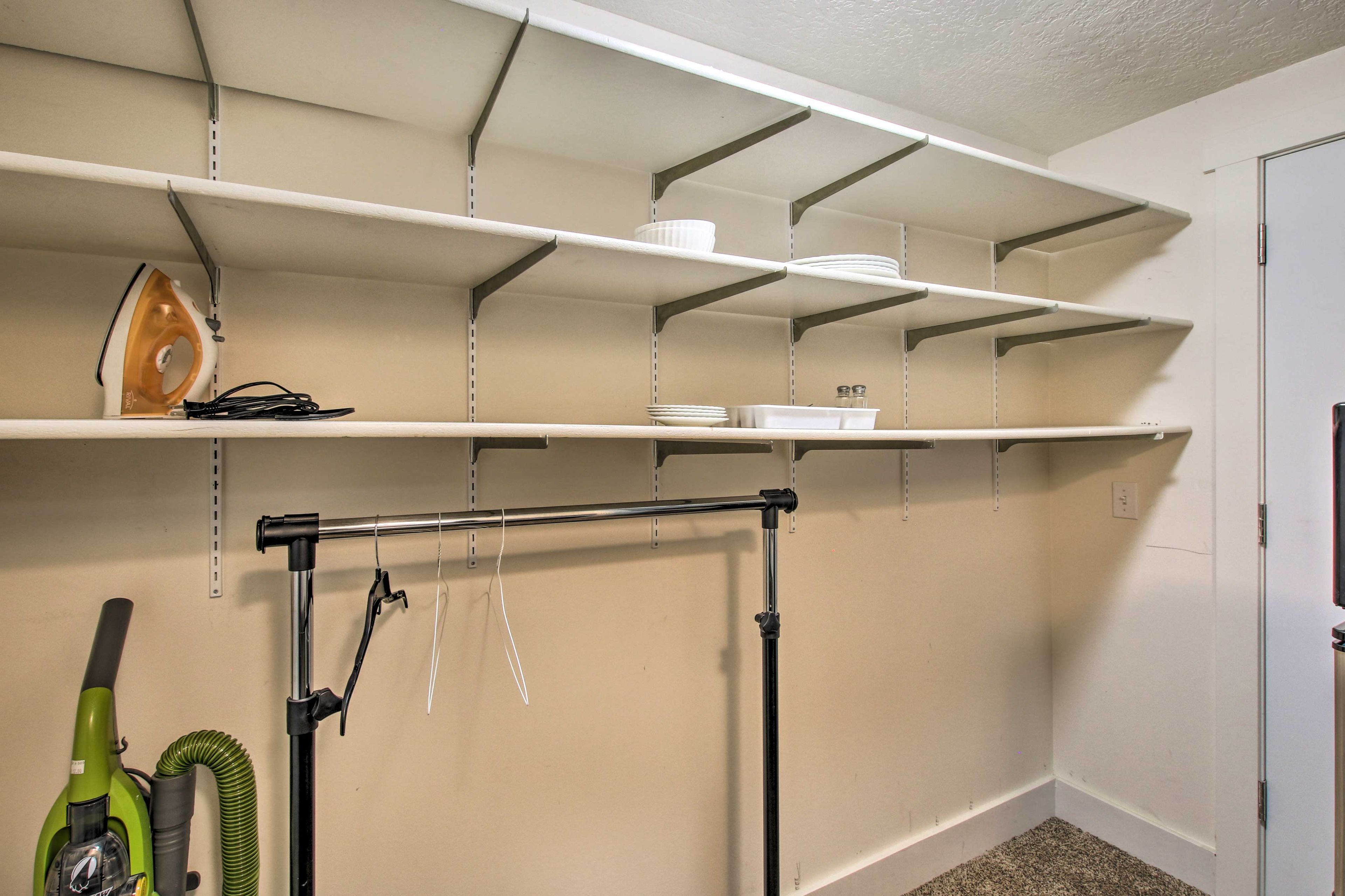 Easily store your clothes in the large closet.