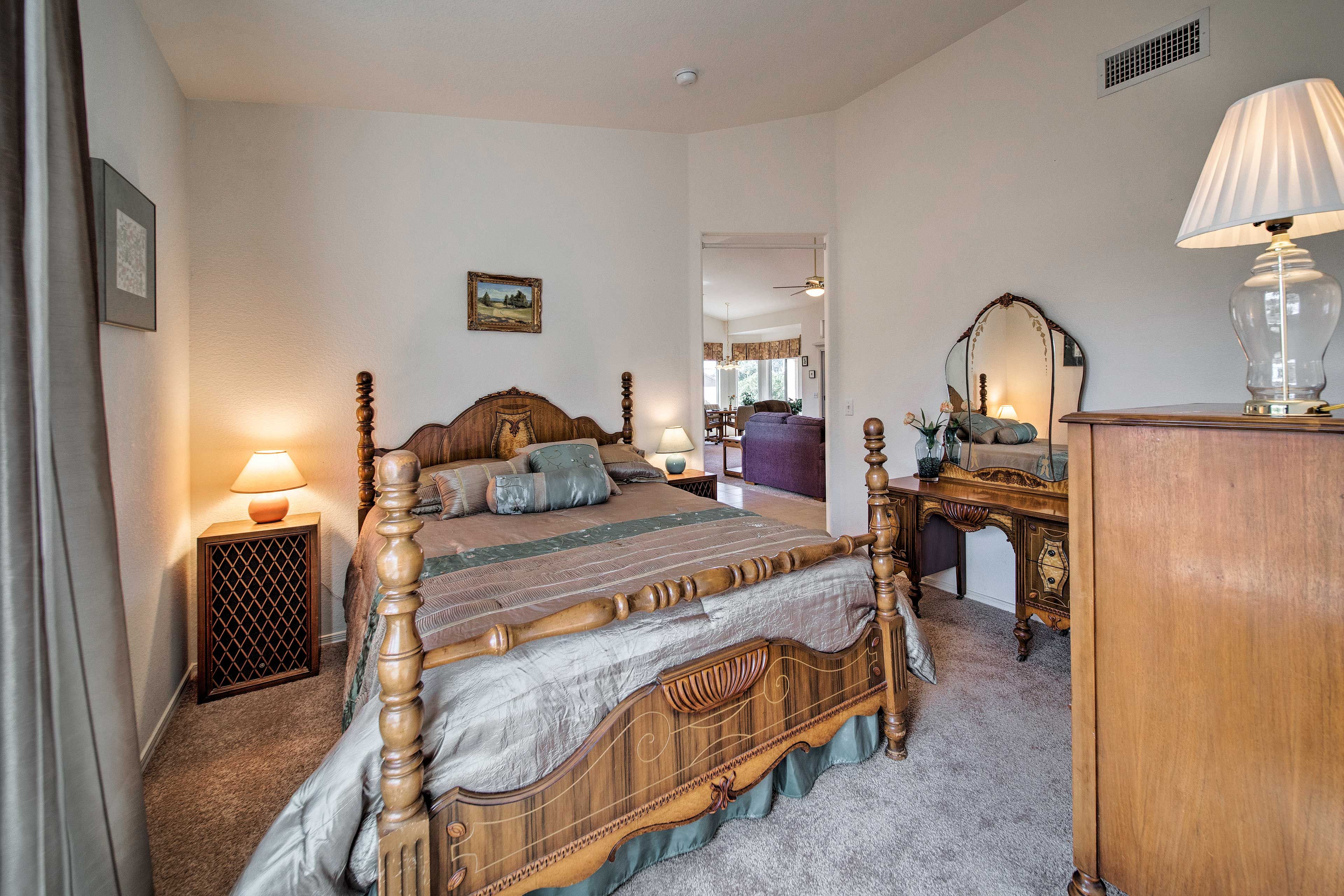 Two can share the comfort of this queen bed.