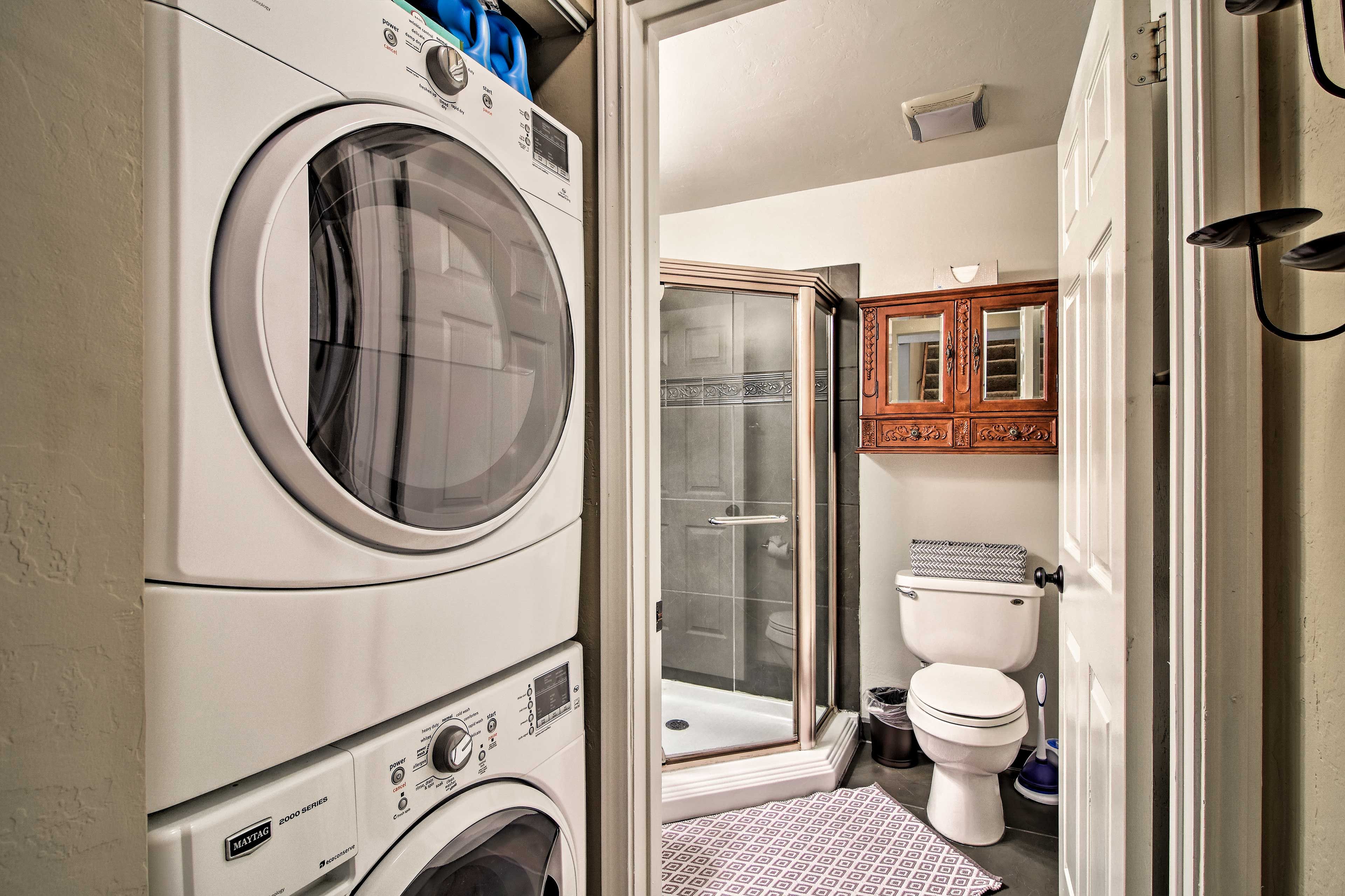 You can pack light thanks to the washer/dryer.