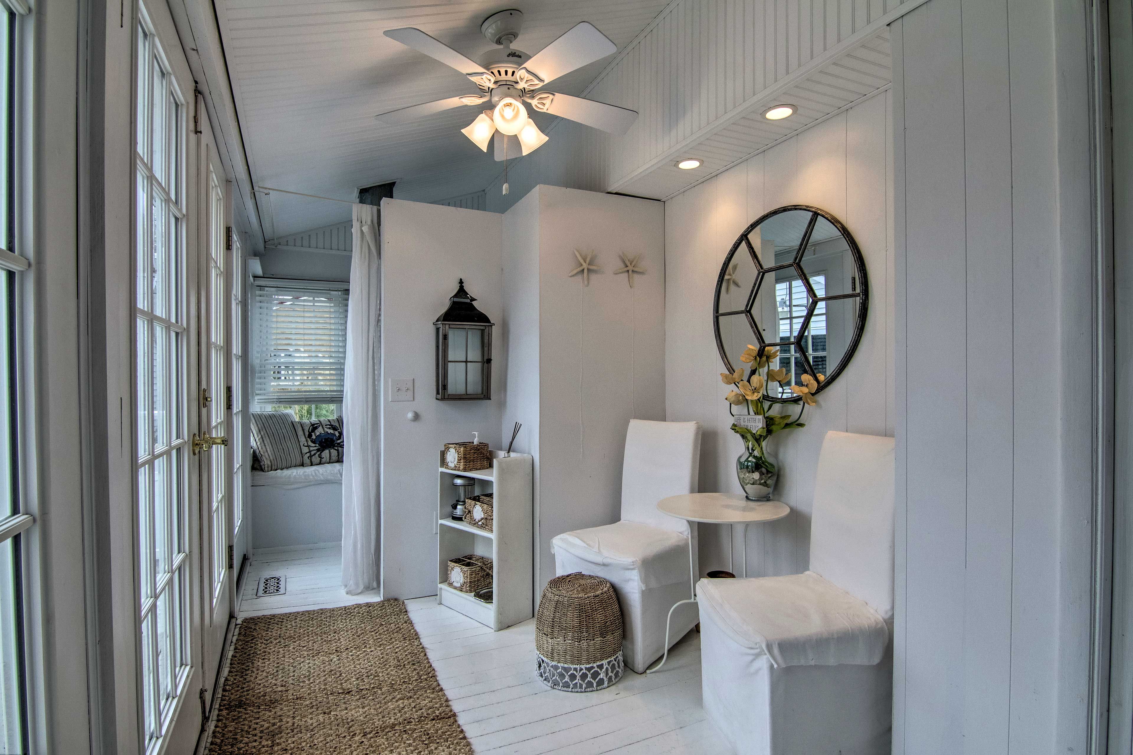 Have a chat in the cozy sunroom or curl up in the reading nook.