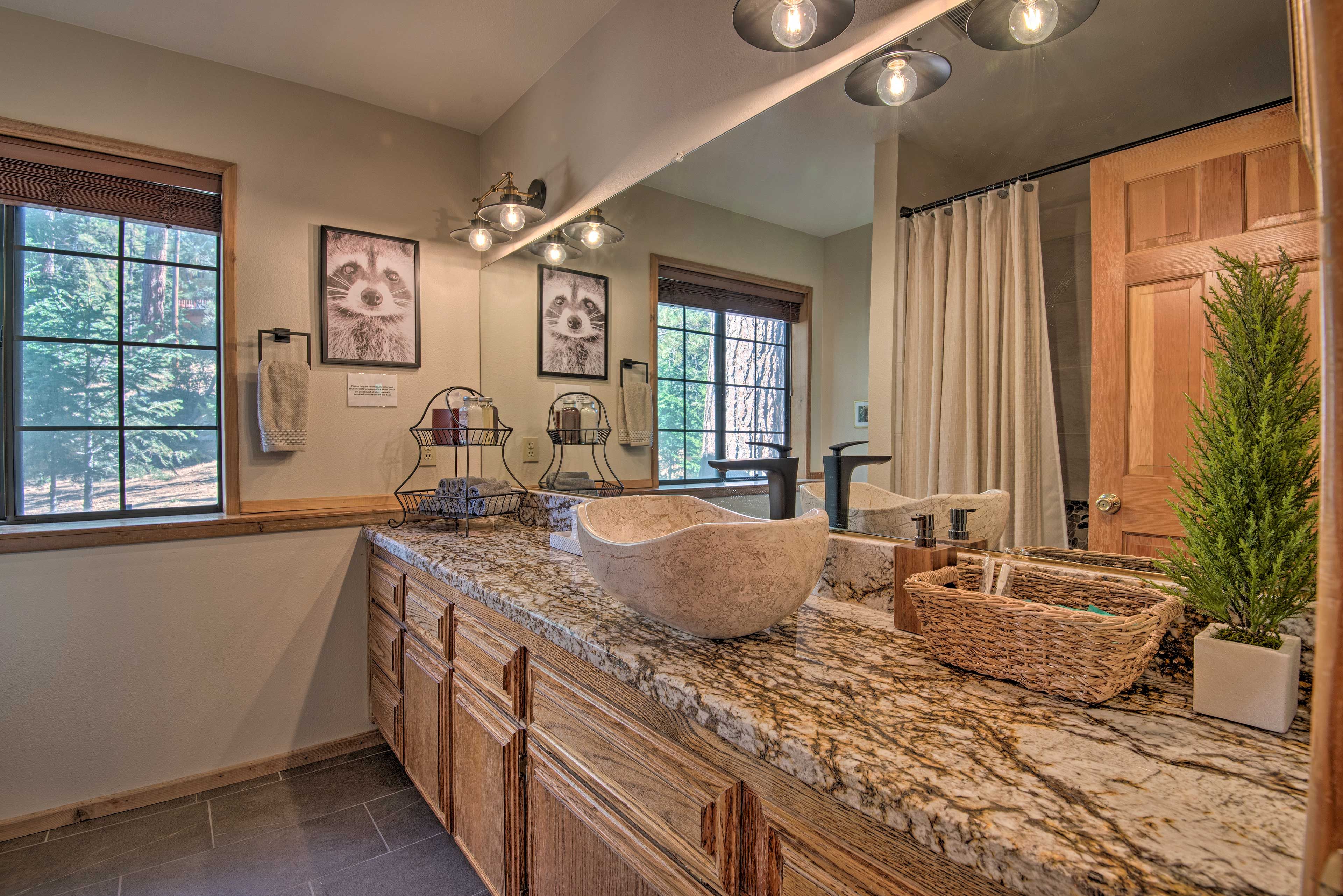 Wash up with the complimentary toiletries provided.