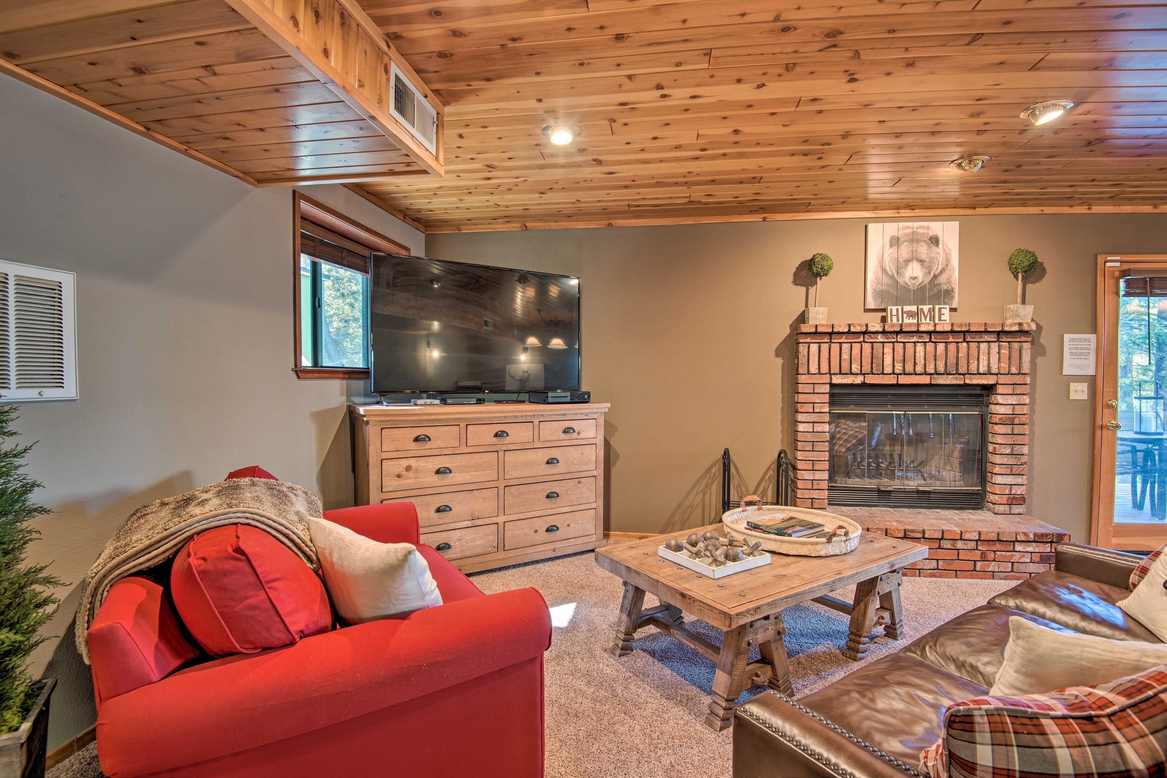 Cozy up to the fireplace on chilly evenings.
