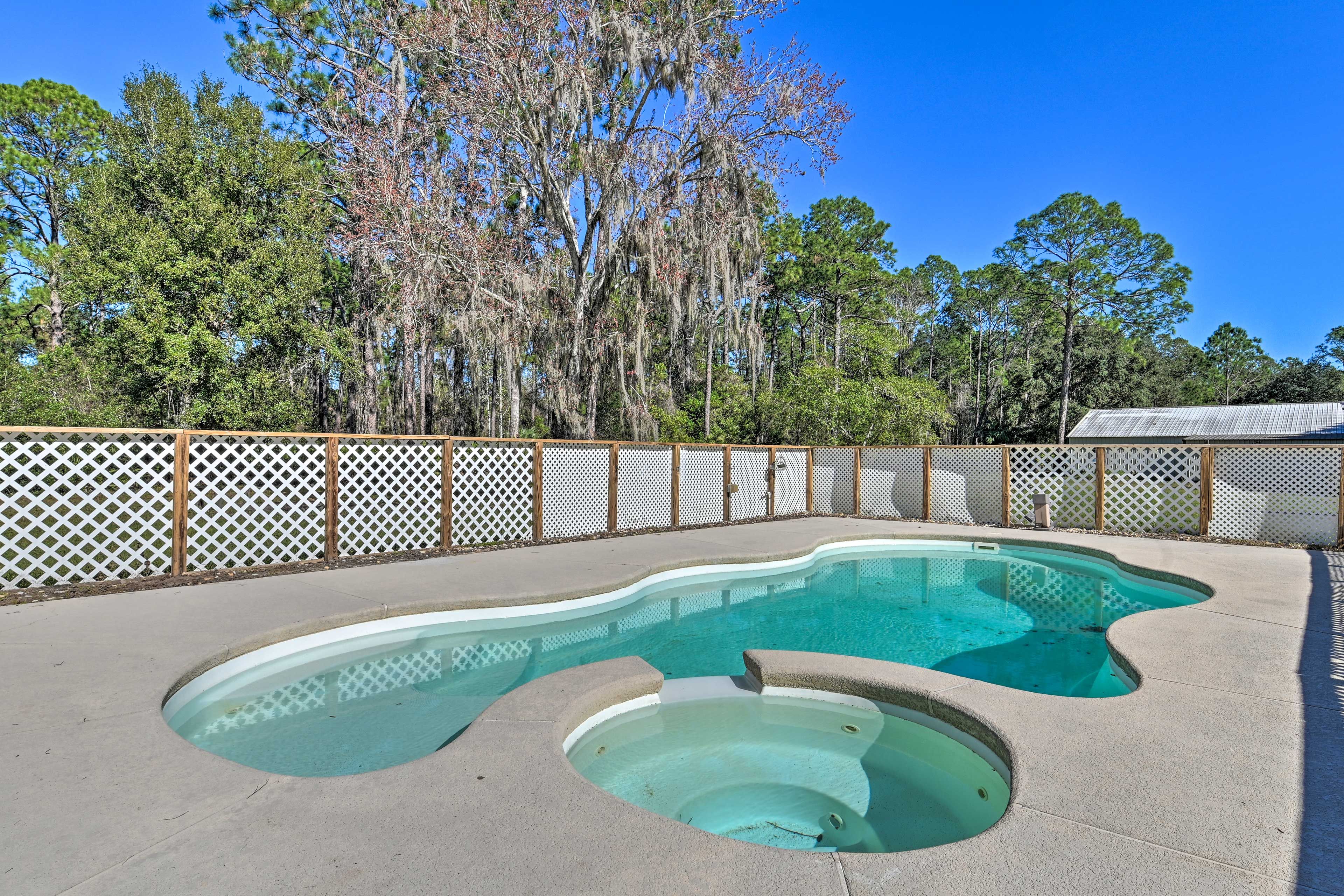 Patio | Outdoor Pool & Spa