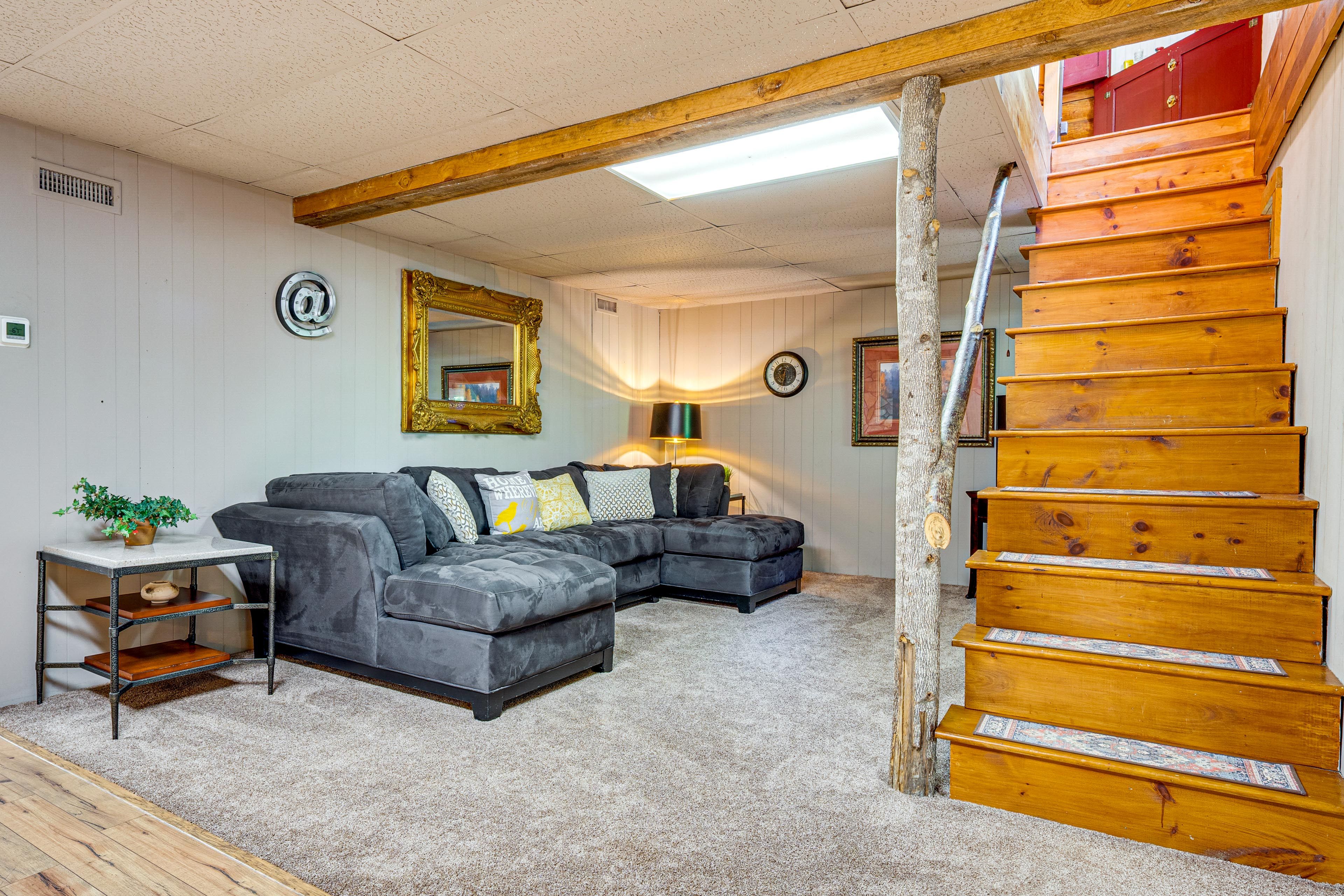 Second Living Area | Wood-Burning Stove | Lower Floor