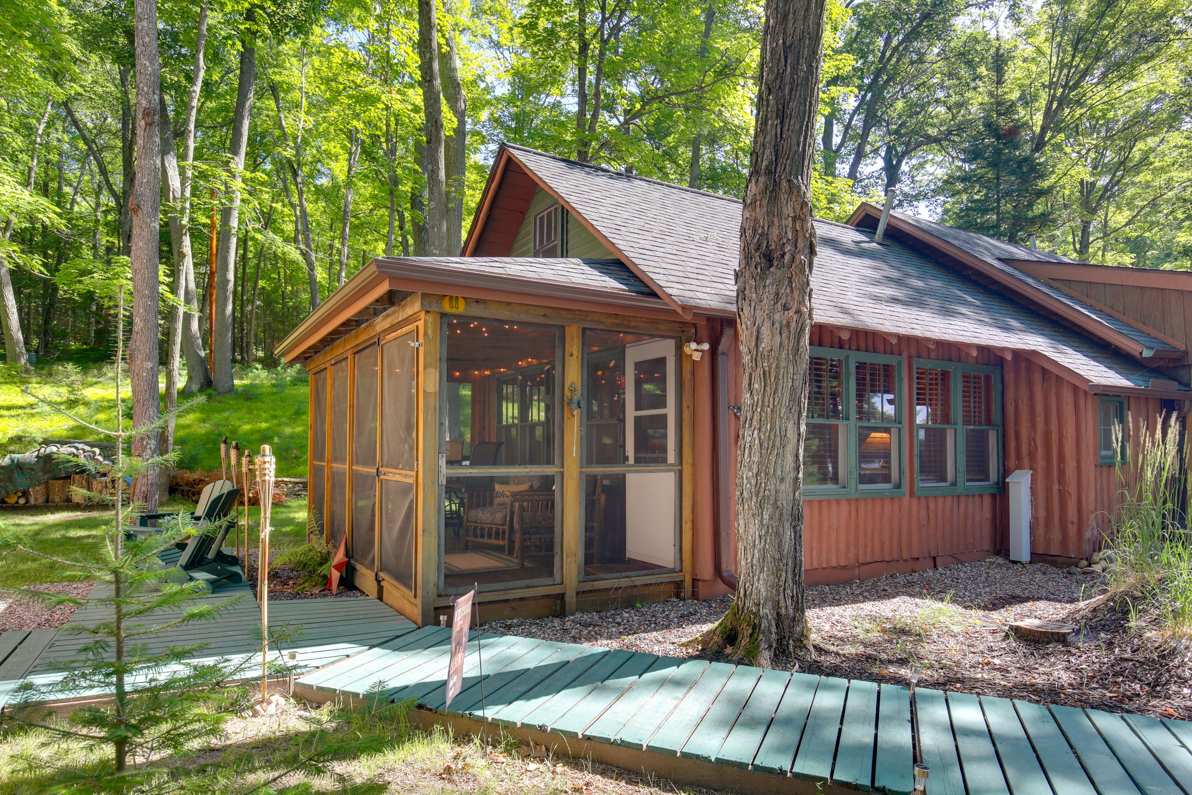 Property Exterior | Keyless Entry | Duplex Cabin (Other Renters On-Site)