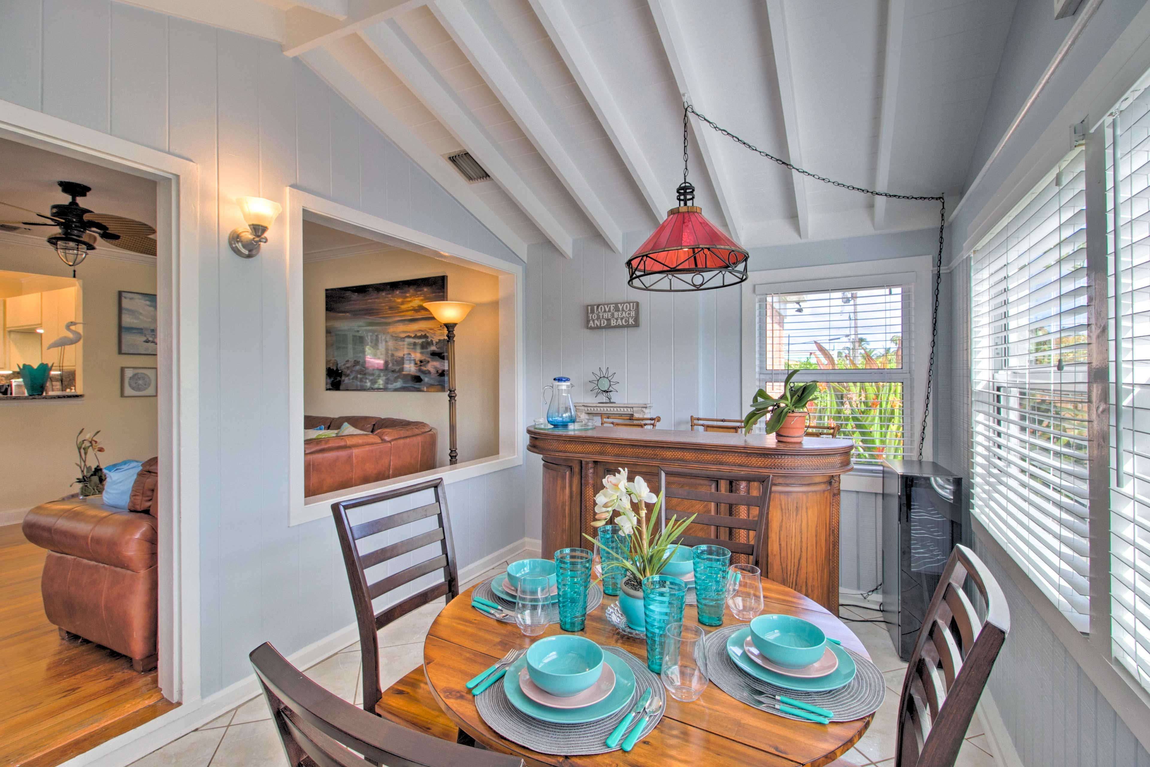 Sit down for a proper meal in the dining room.