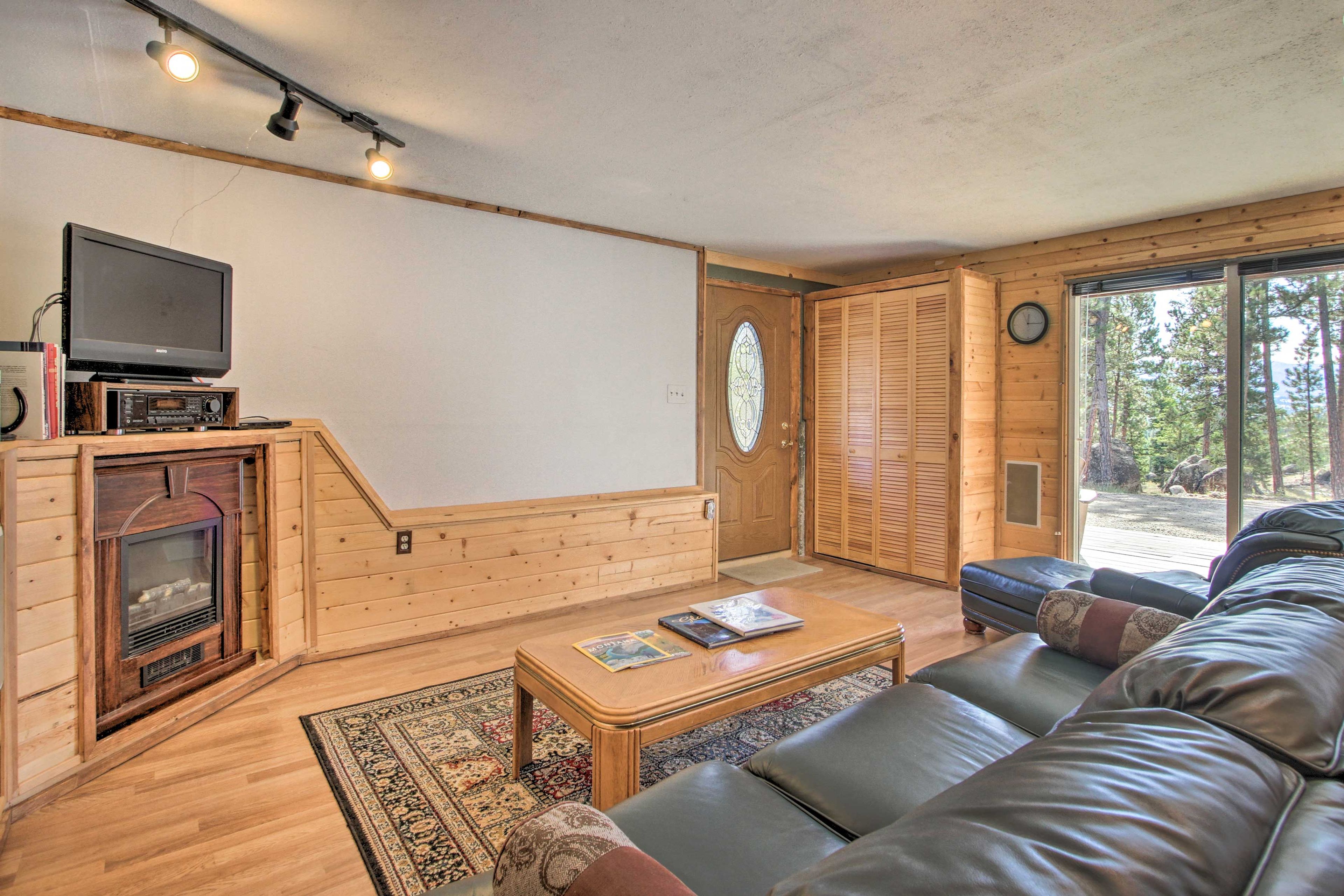 There's a second cozy living space located downstairs.