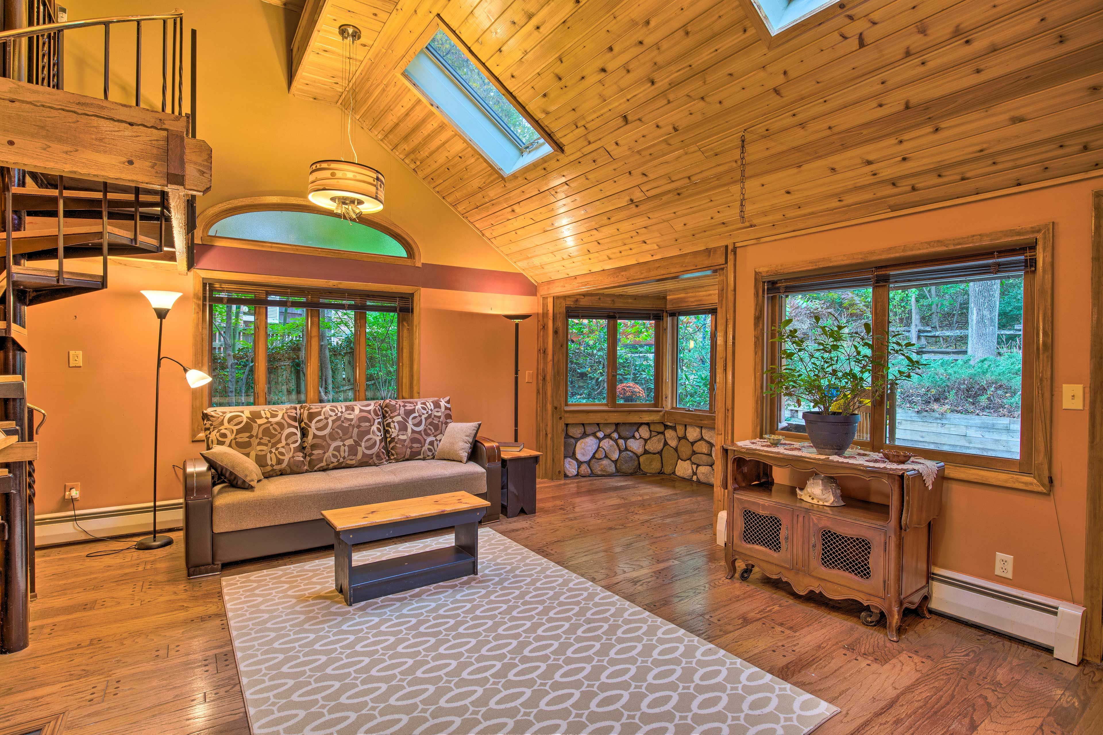 Sit under the skylights with a crossword puzzle.