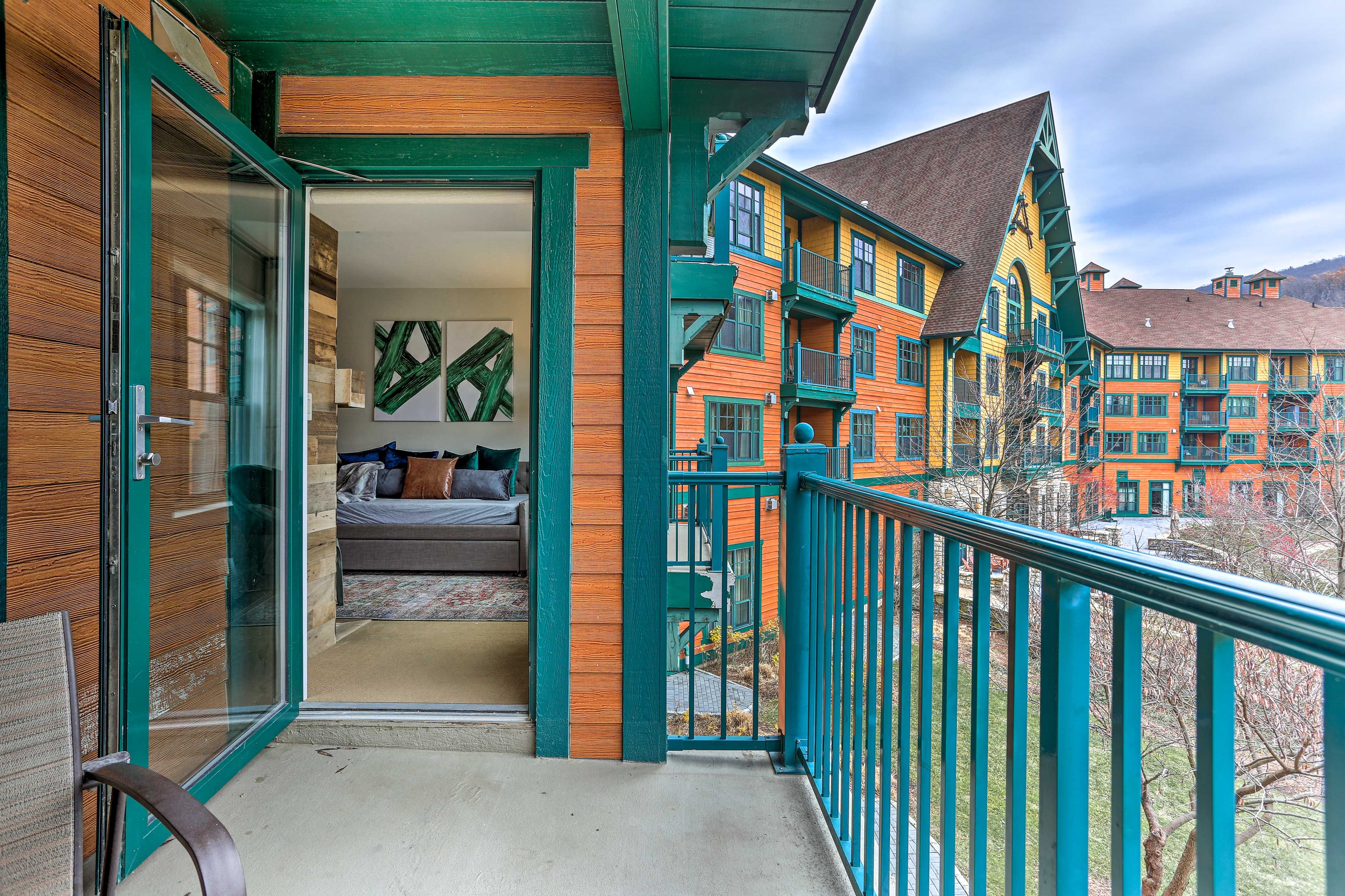 Head out onto the private balcony.