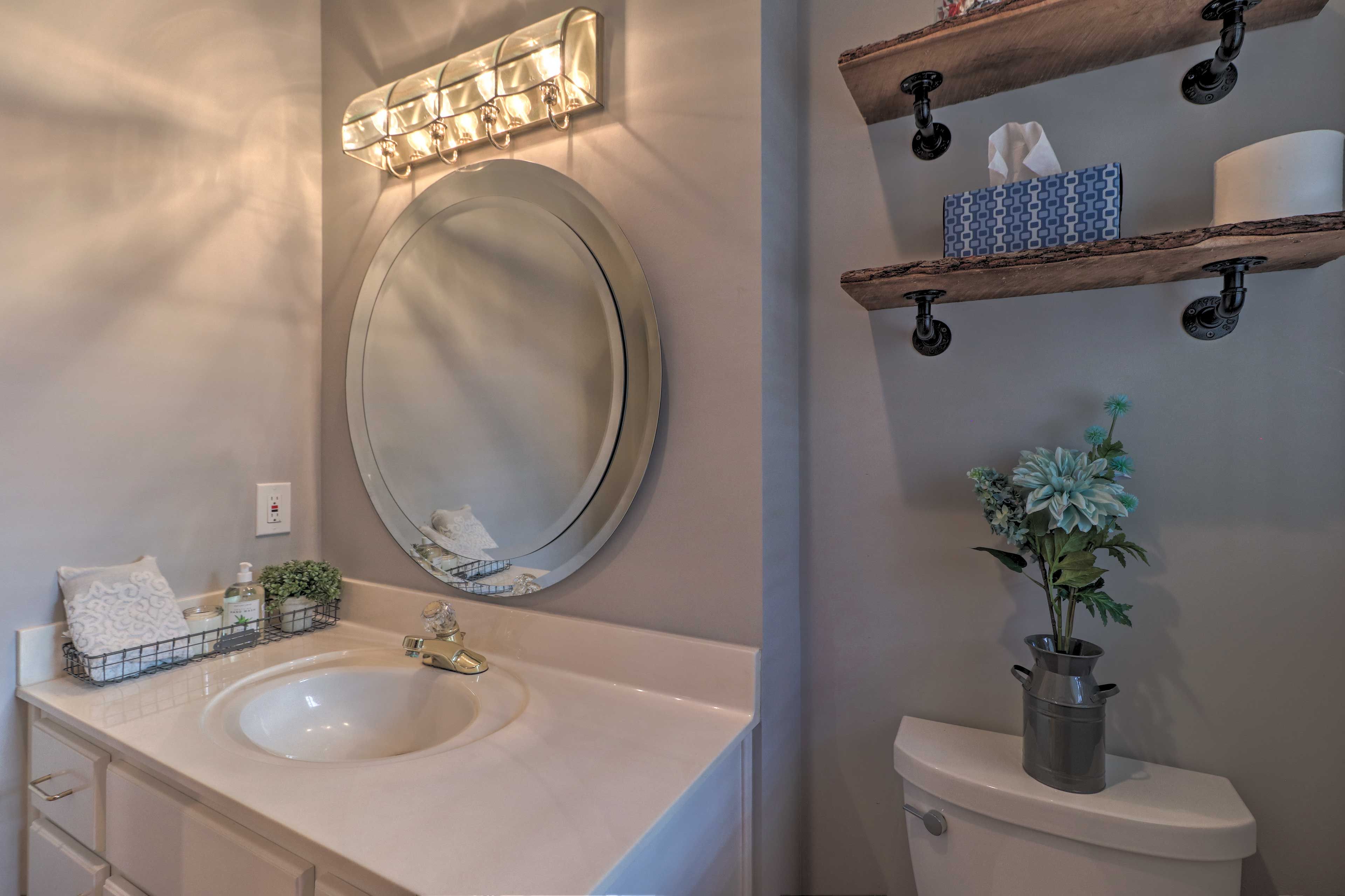 This half bathroom will come in handy!