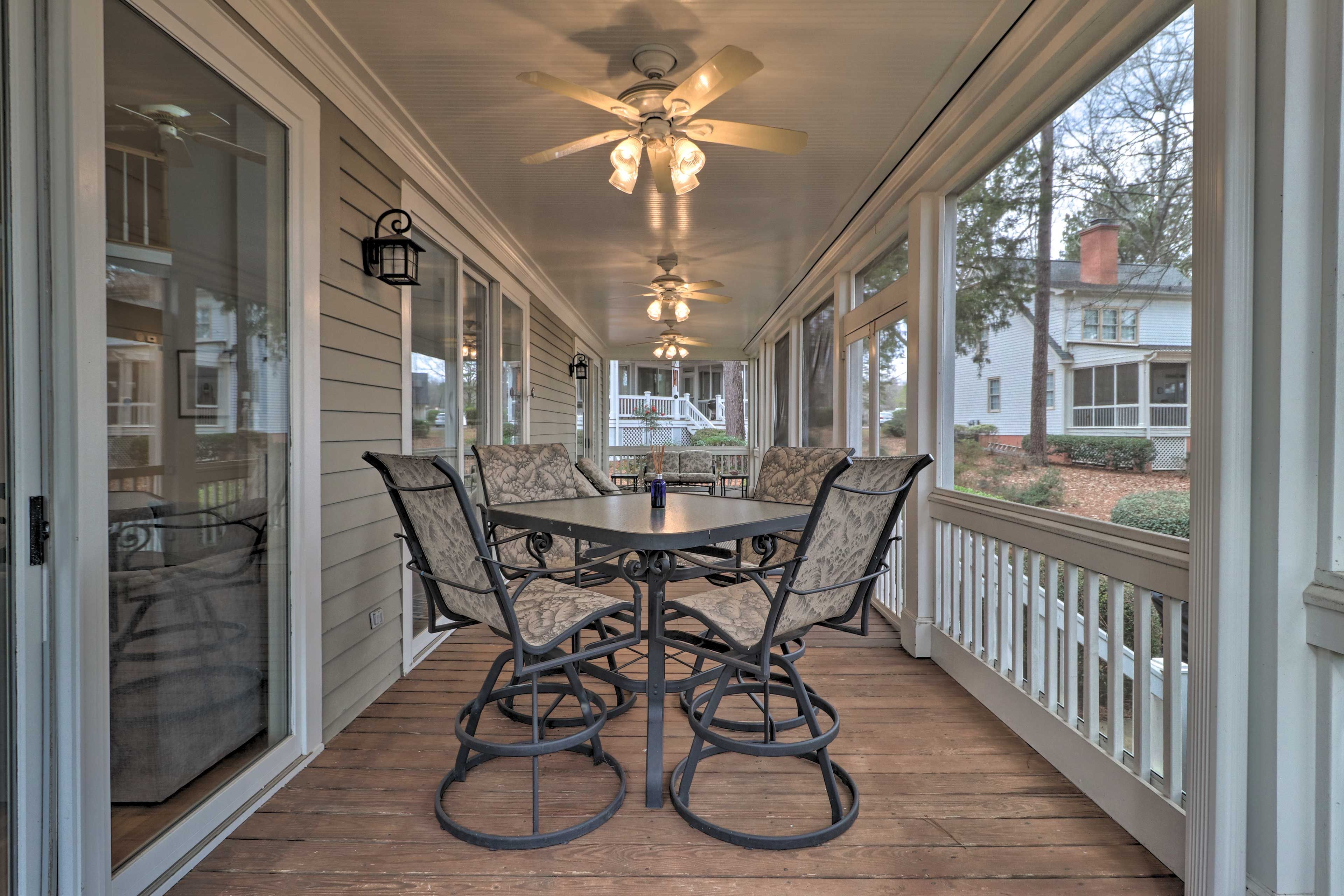 Dine on the screened-in porch for a change of scenery.