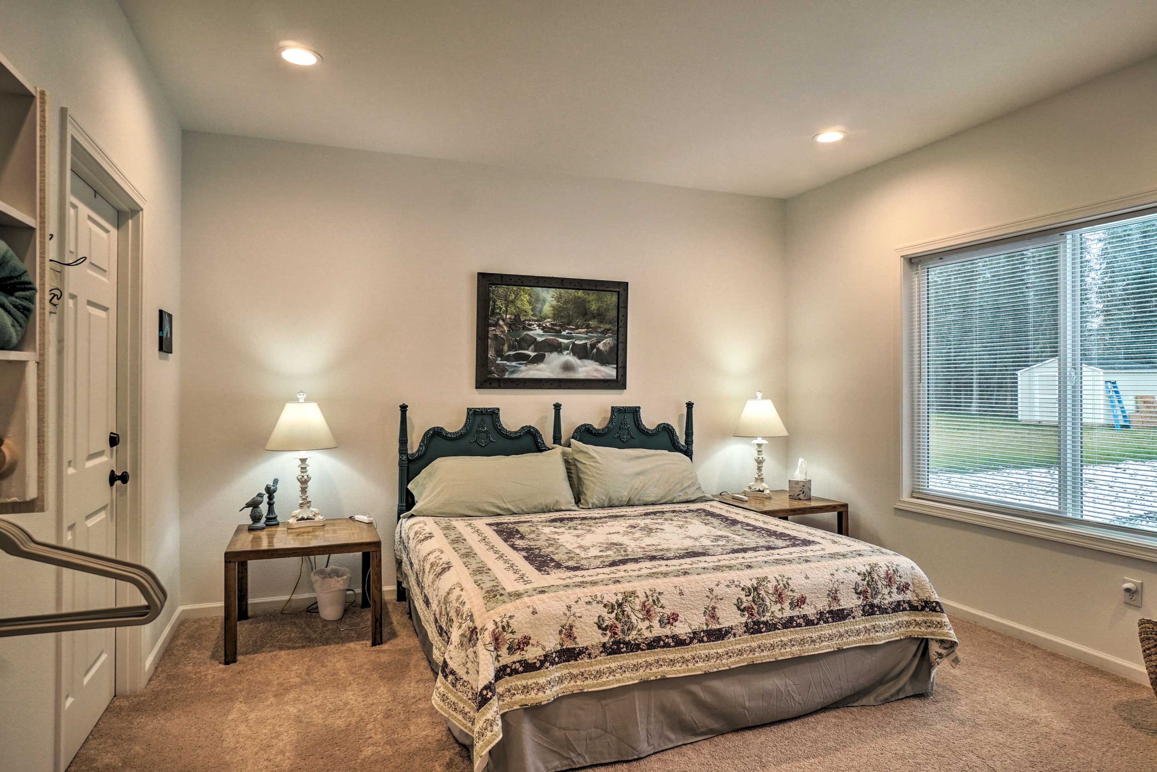 The first bedroom boasts a king bed.