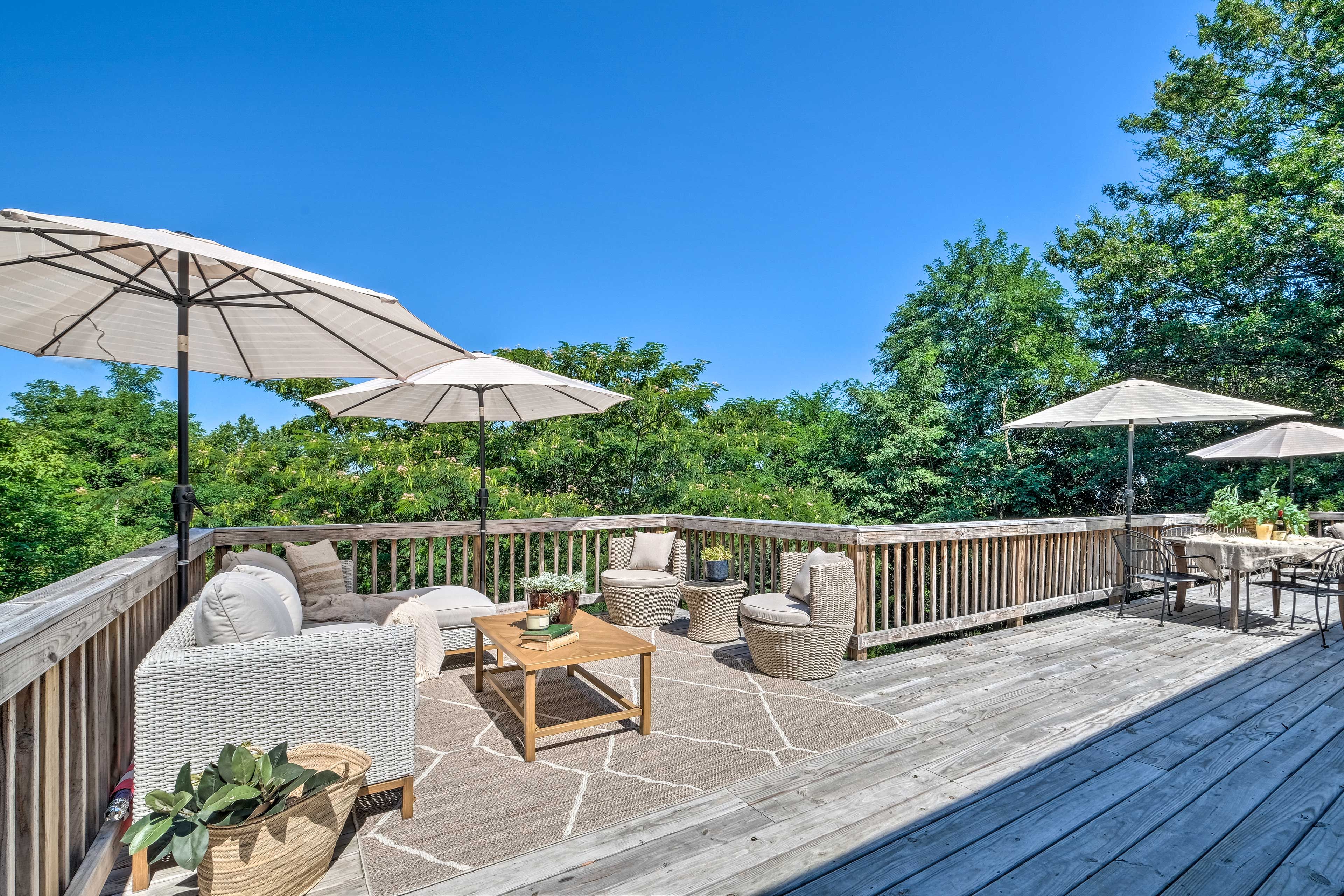 Property Exterior | Updated Deck w/ Gas Grill
