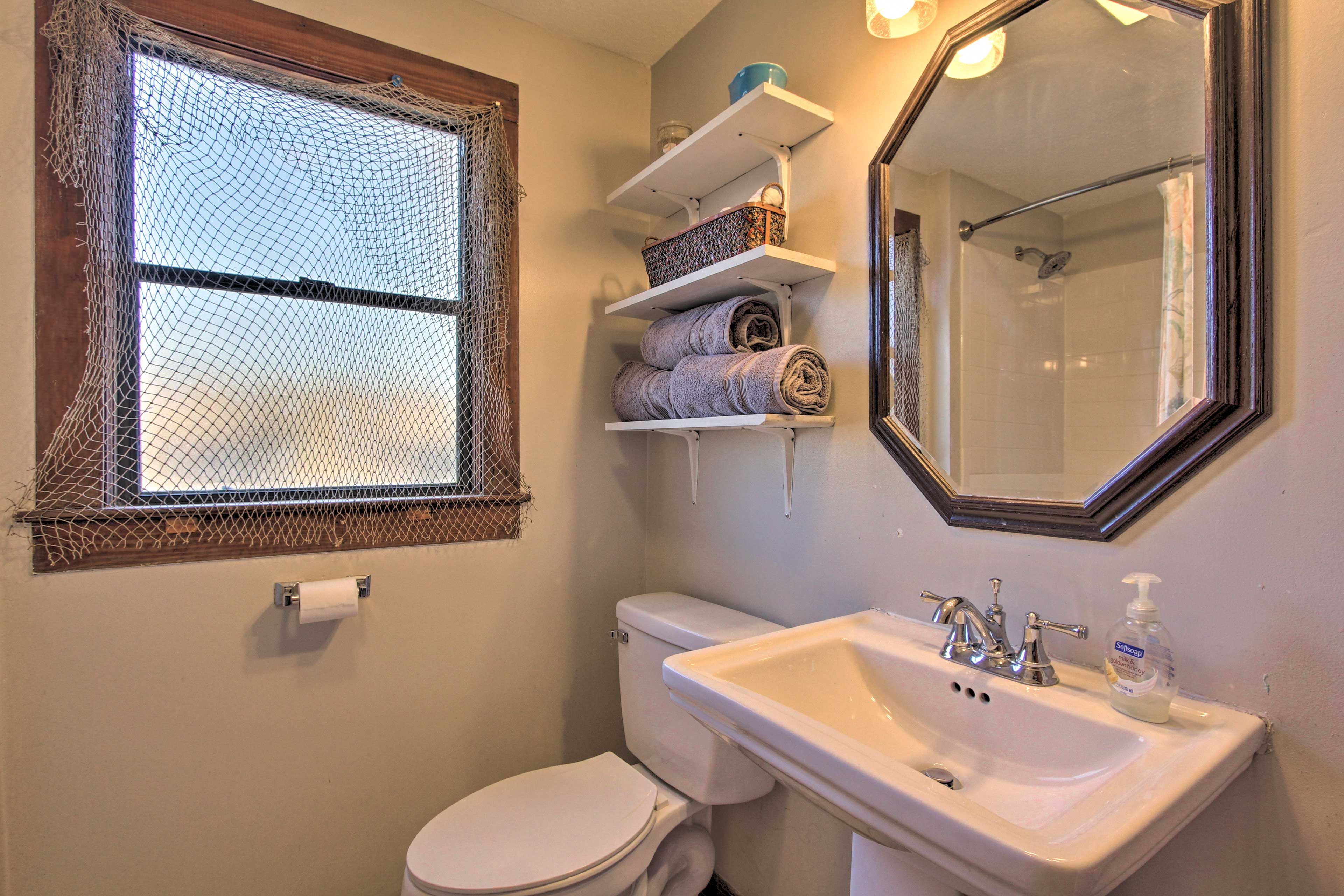 Freshen up in the bathroom and wash all the saltwater off.