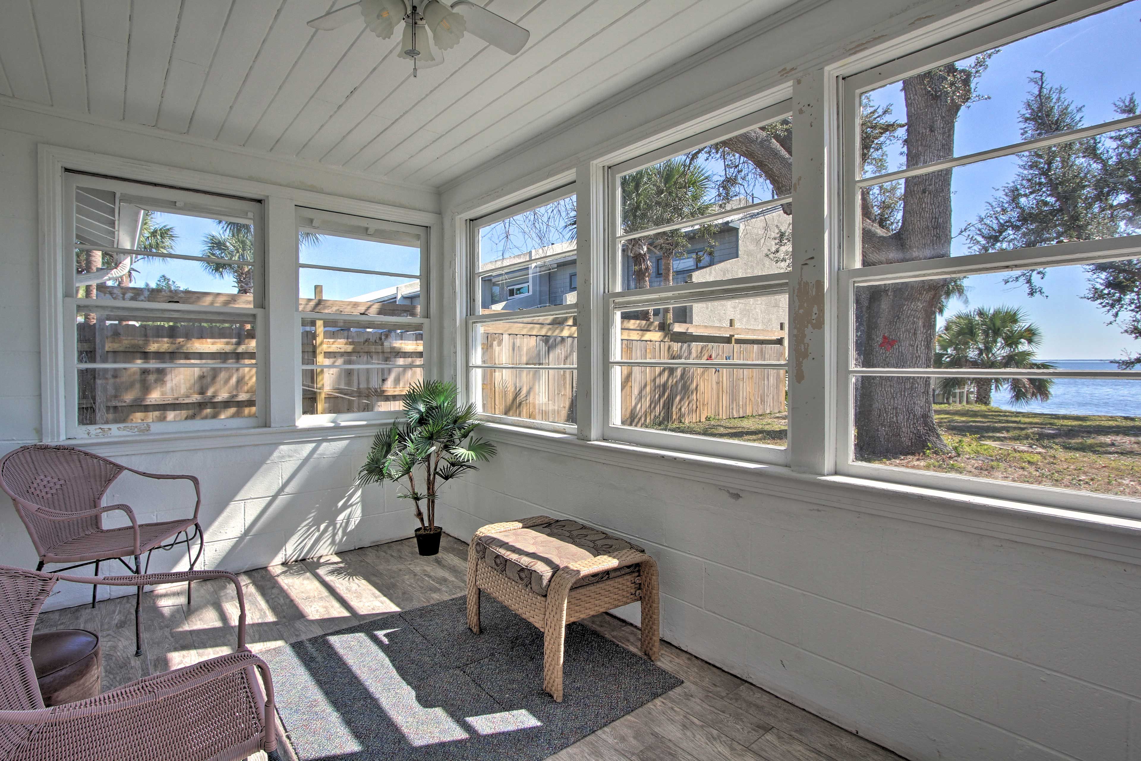 Sip your morning coffee from the sun room.