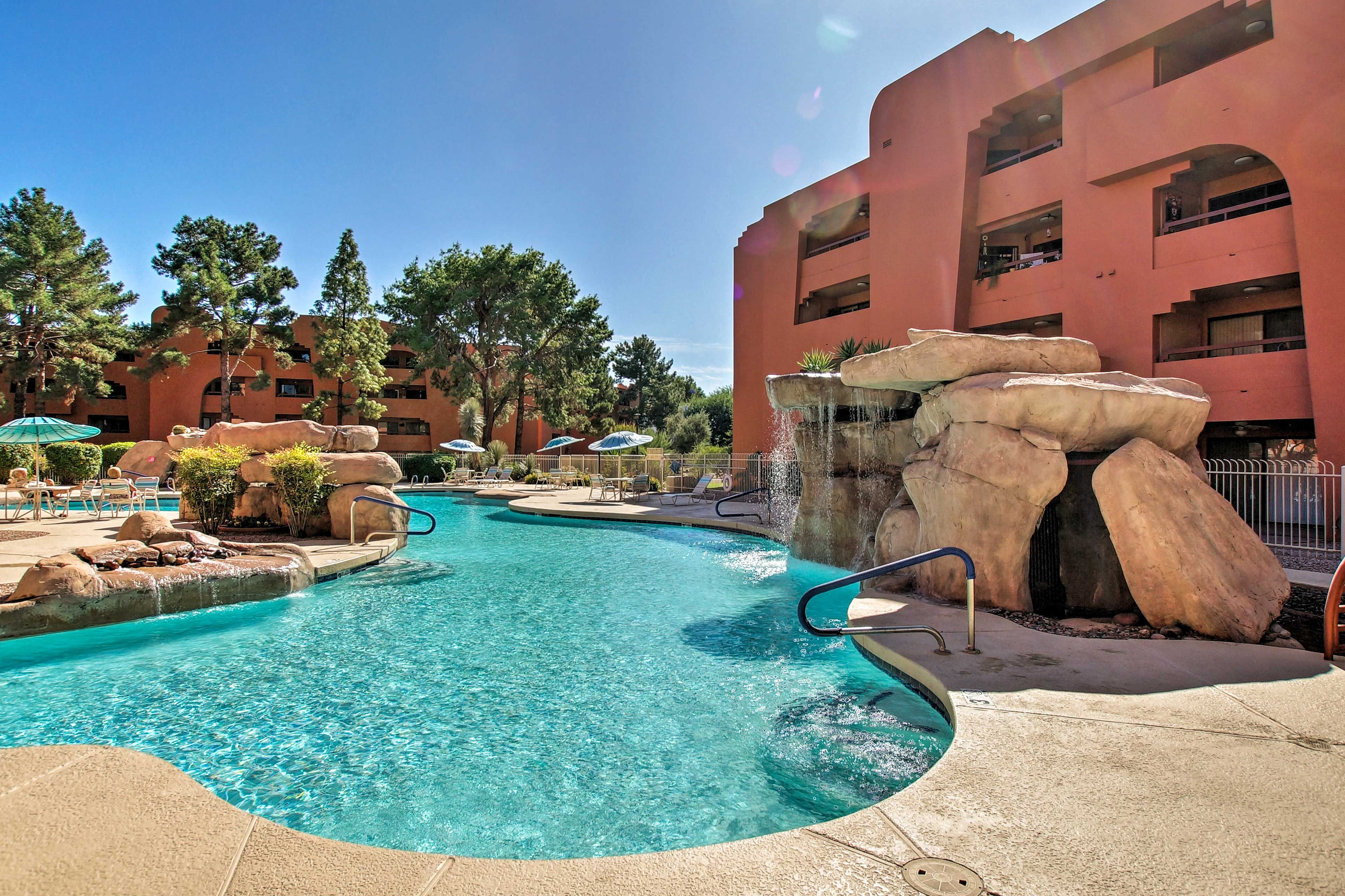 Hop in the water and head over to the waterfall!