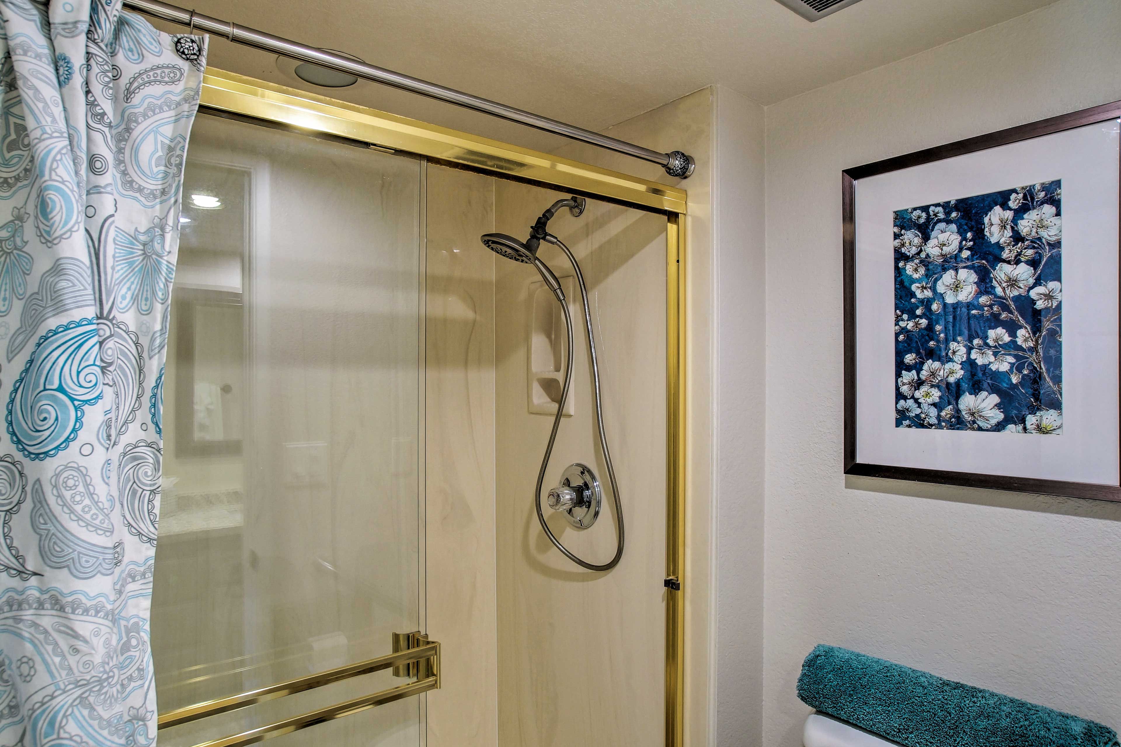 Rinse away the day in the stand-up shower.