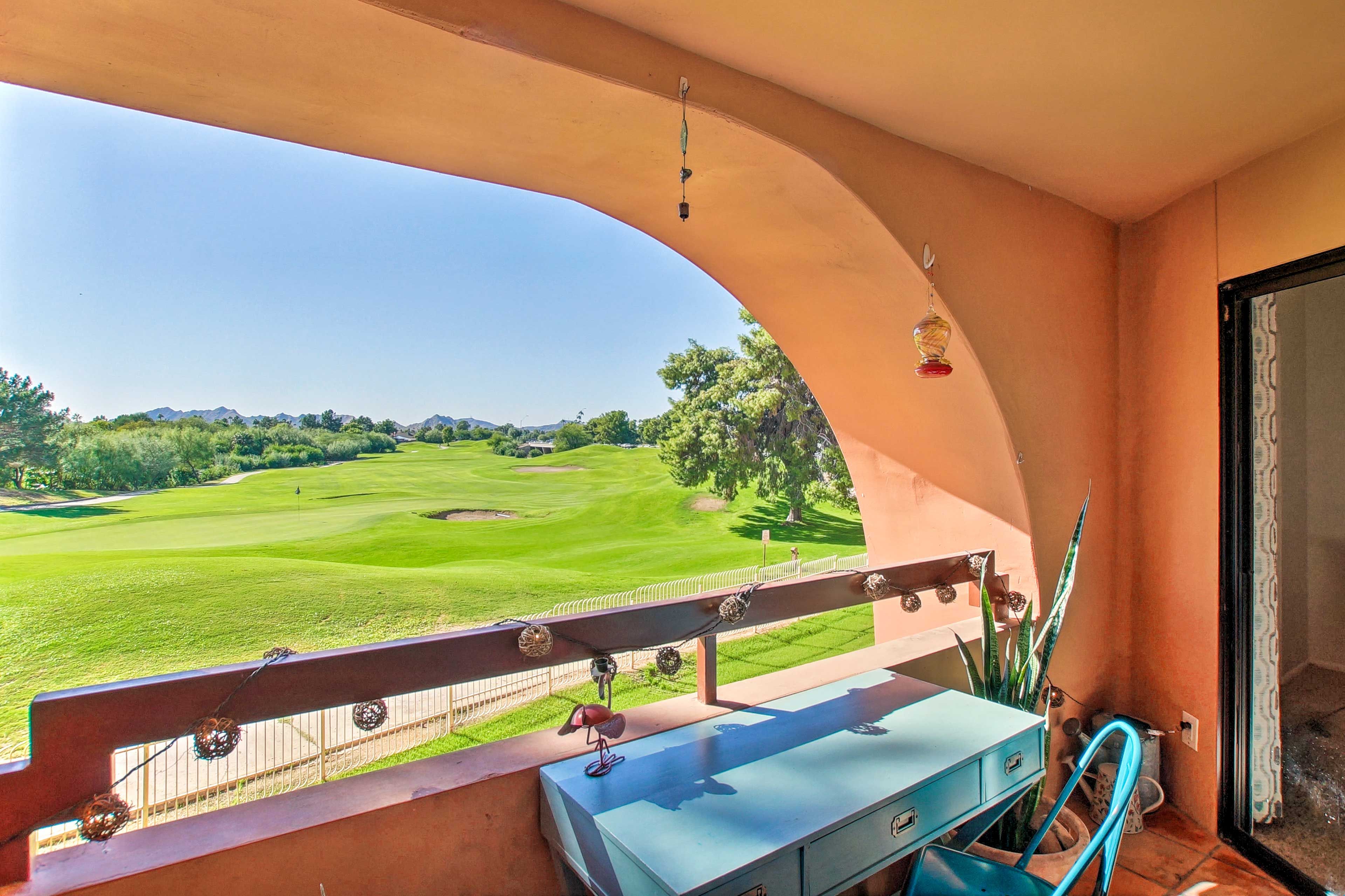 This second-story condo is nestled in the heart of Paradise Valley Village!