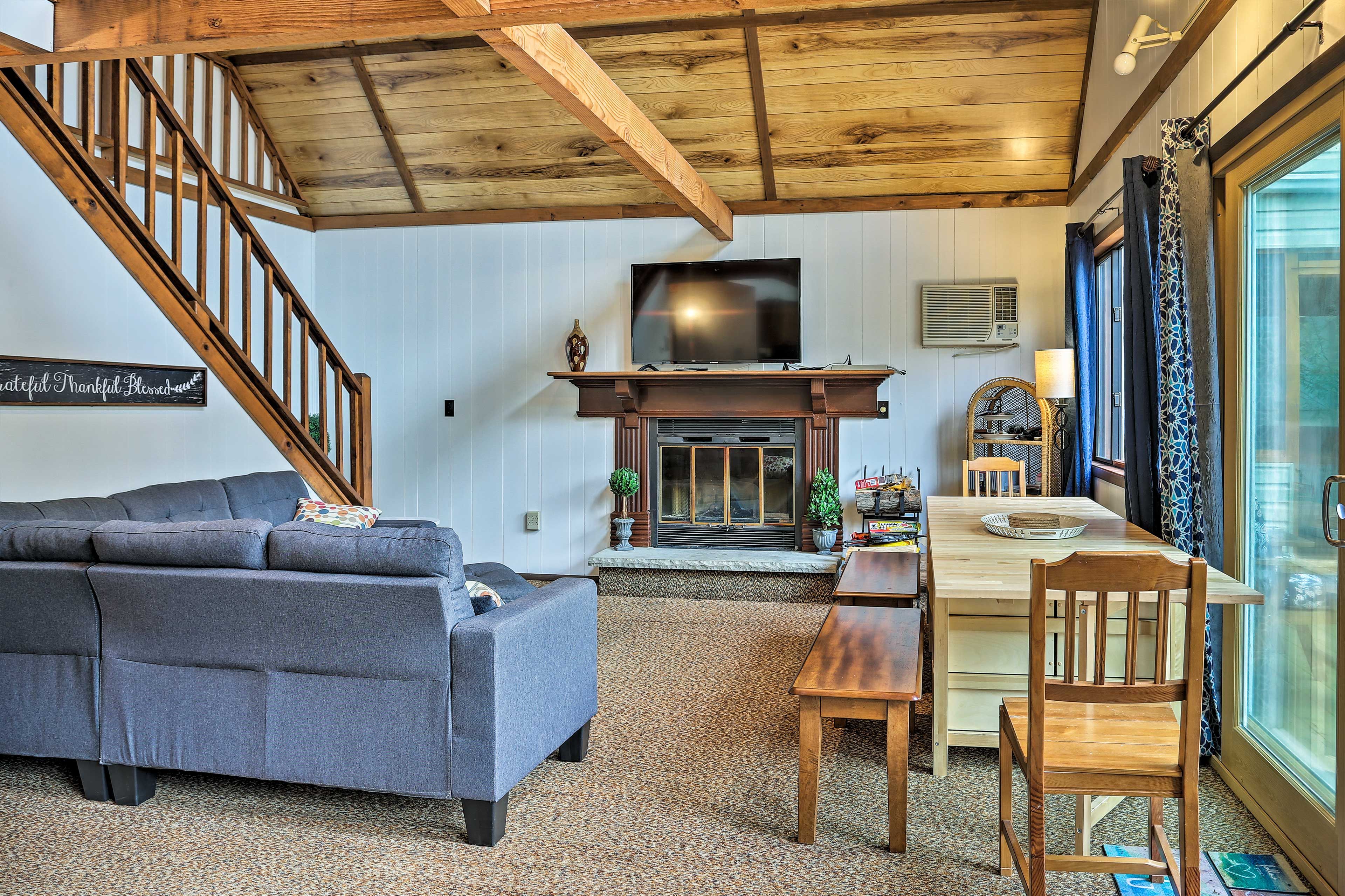 Kick back and watch some TV during downtime.