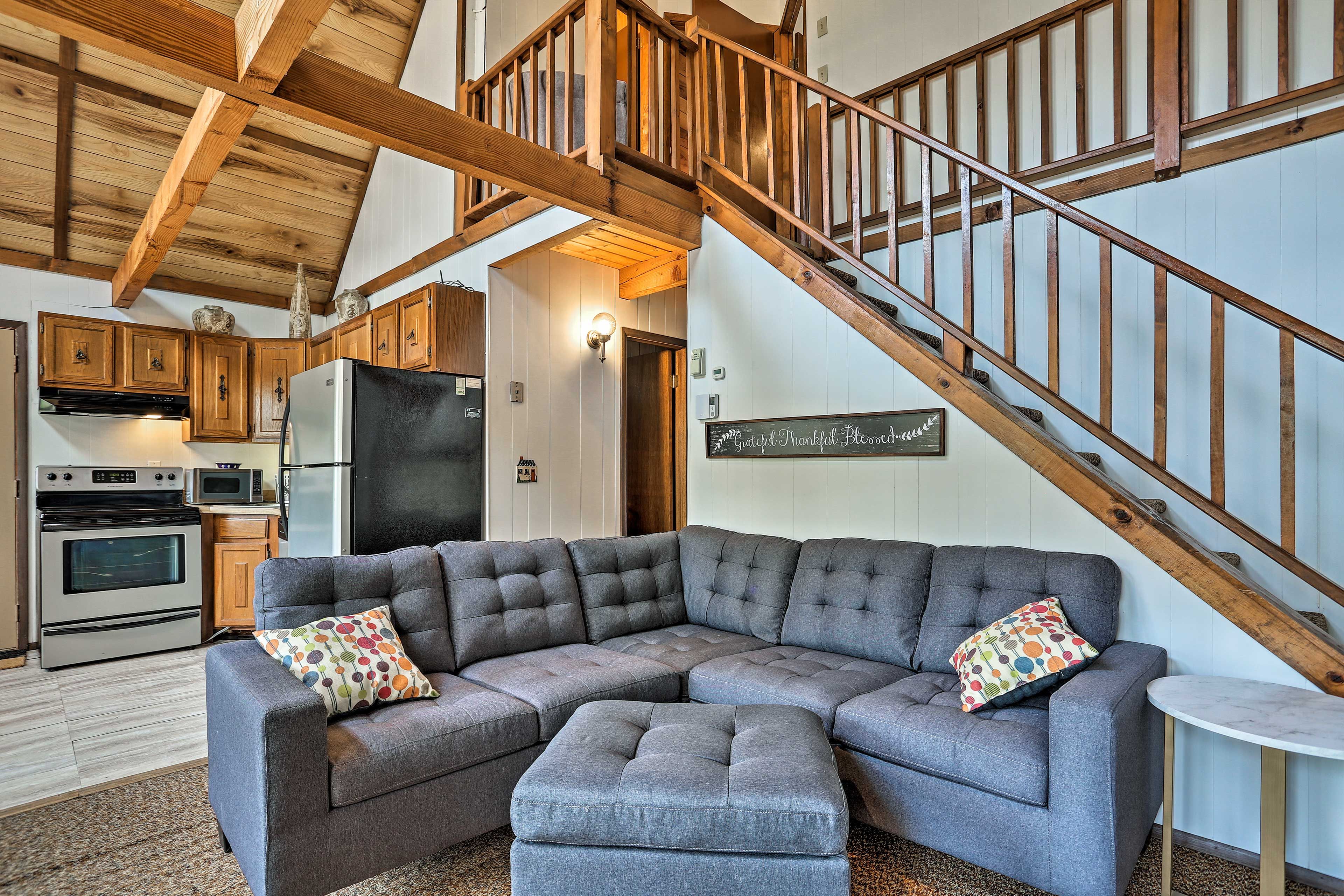 The sectional couch has plenty of space for your whole crew.