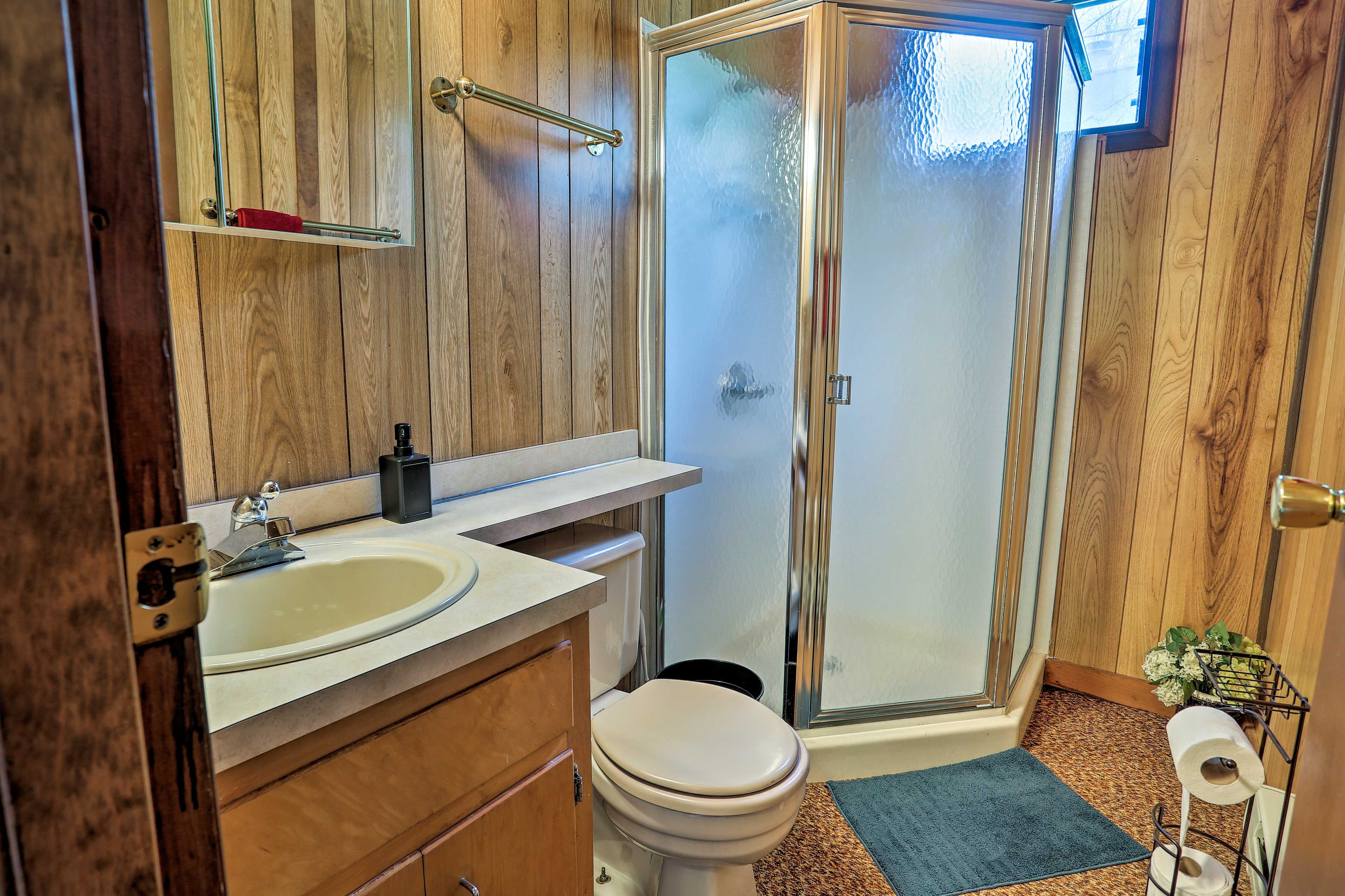 Hop in the shower to rinse off after a day at the lake.