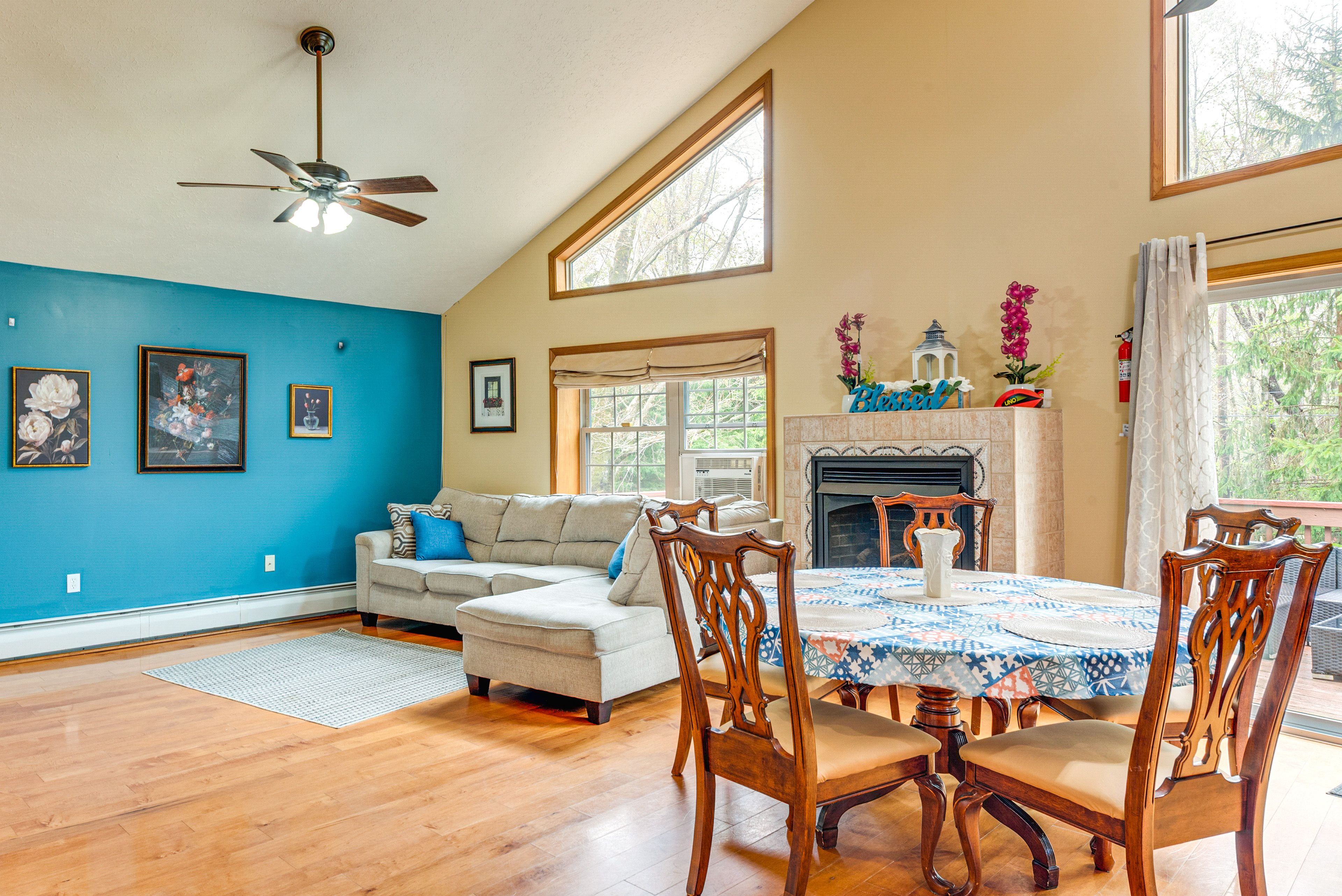 Pocono Lake Vacation Rental | 5BR | 3BA | 3,300 Sq Ft | Stairs to Access