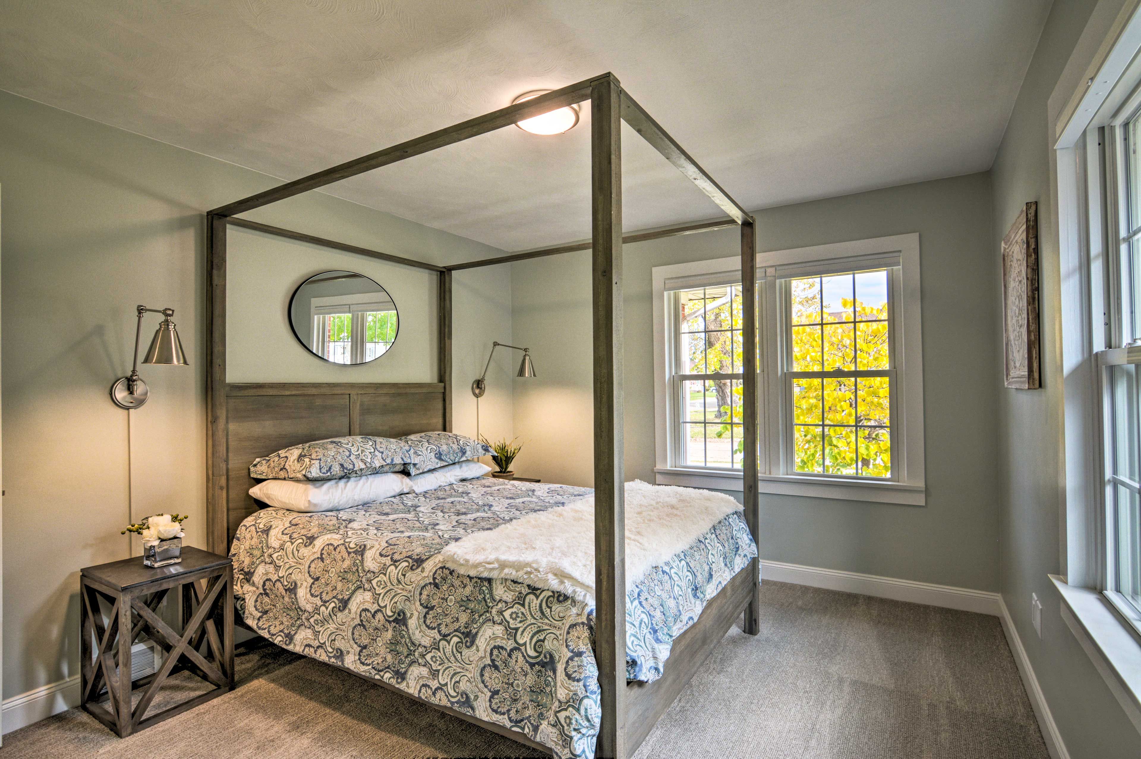 The first bedroom offers a queen-sized bed for 2.