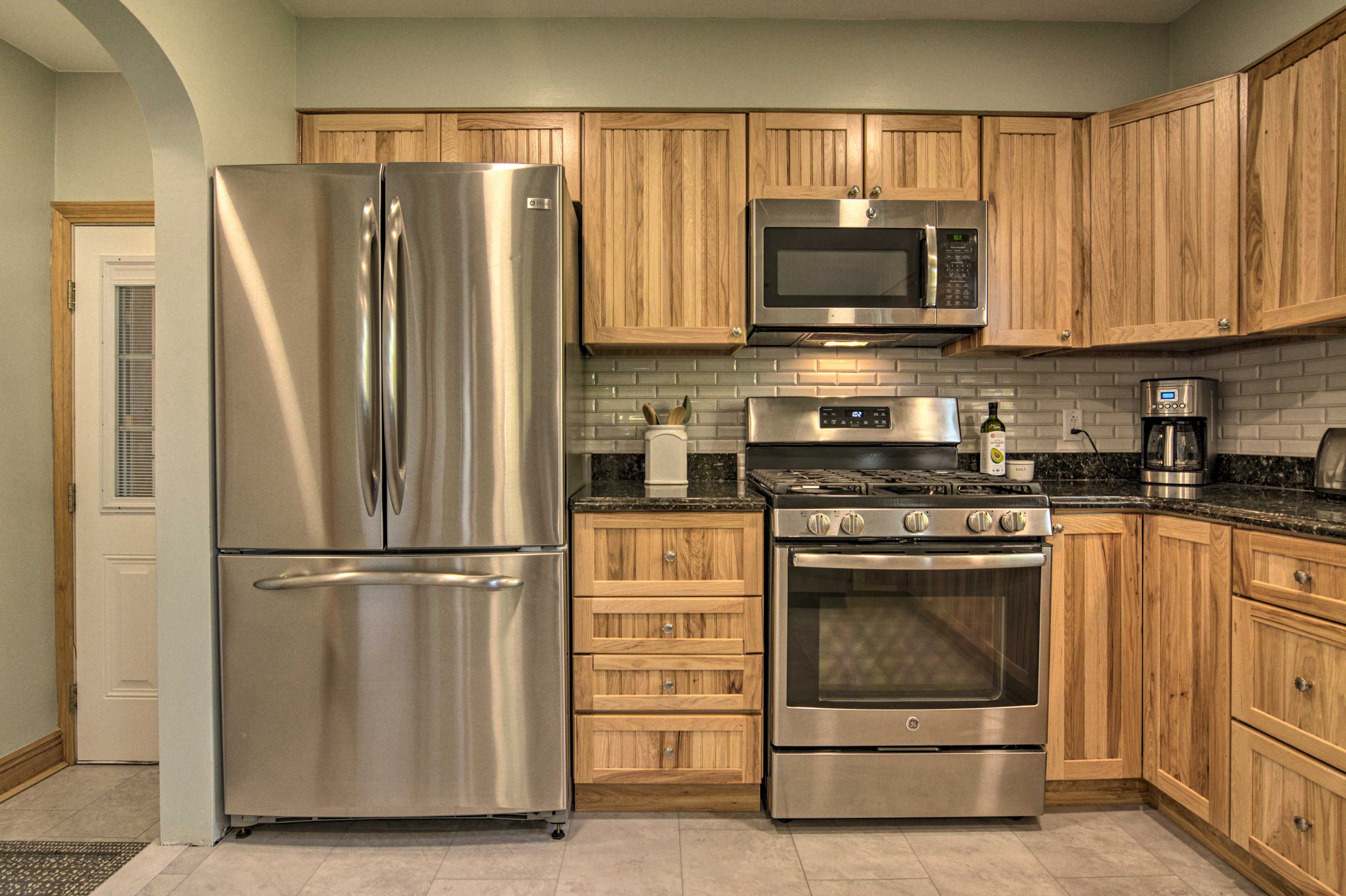 The kitchen is fully equipped with all the necessary appliances.