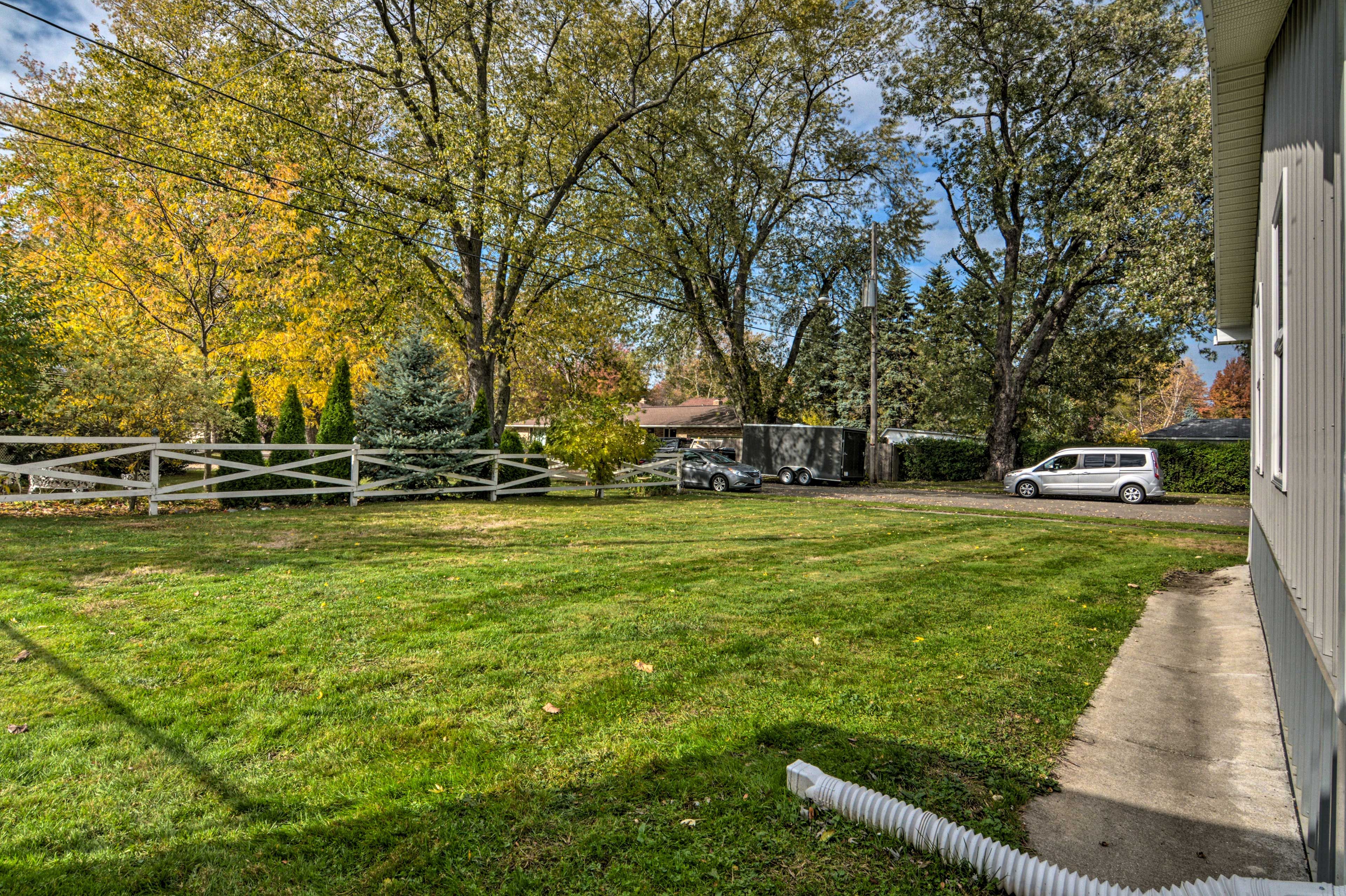 The home features a private lawn.