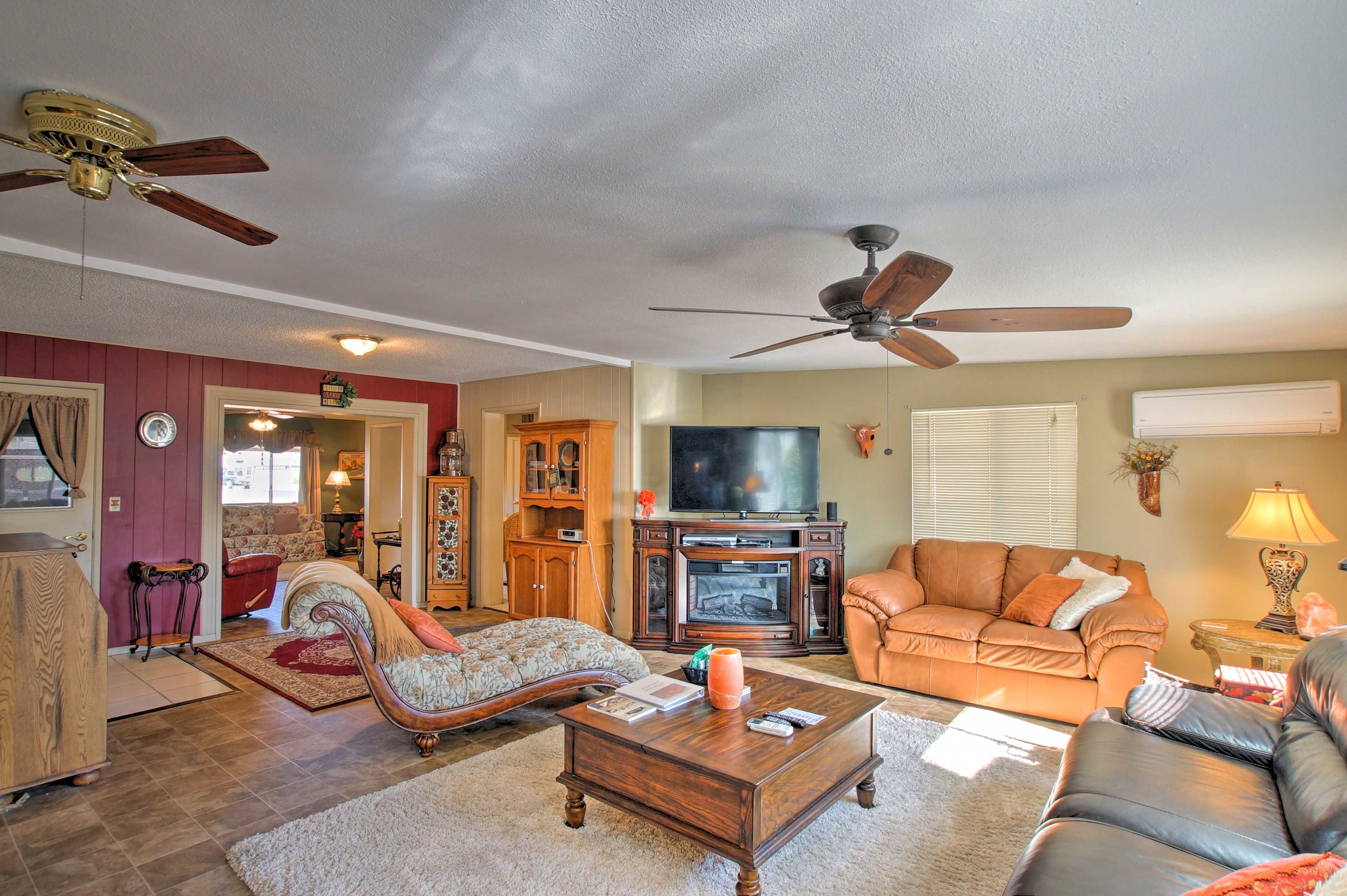 Spread out comfortably while watching a movie on the Smart TV.