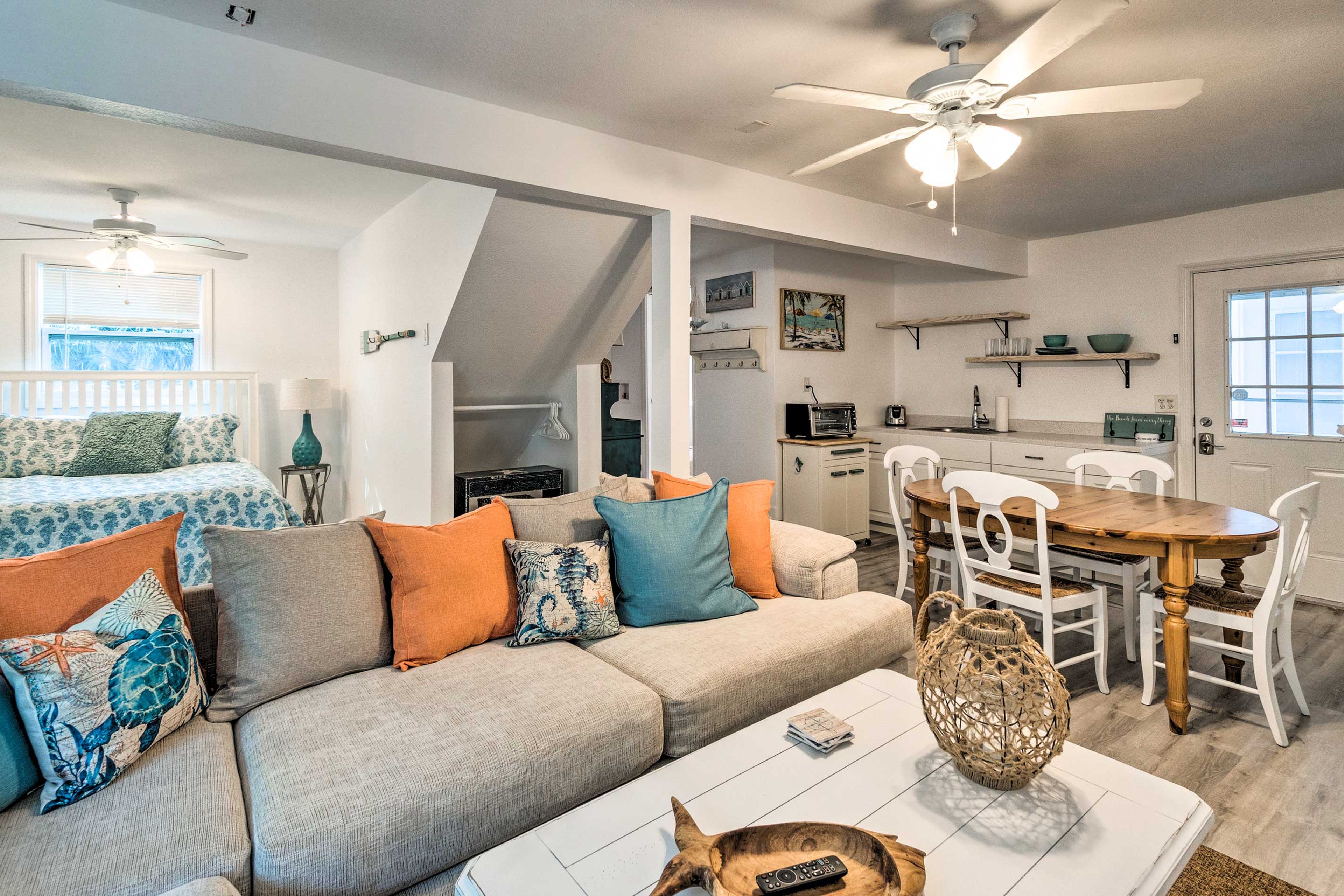 This coastal cottages boasts lovely, nautical decor.