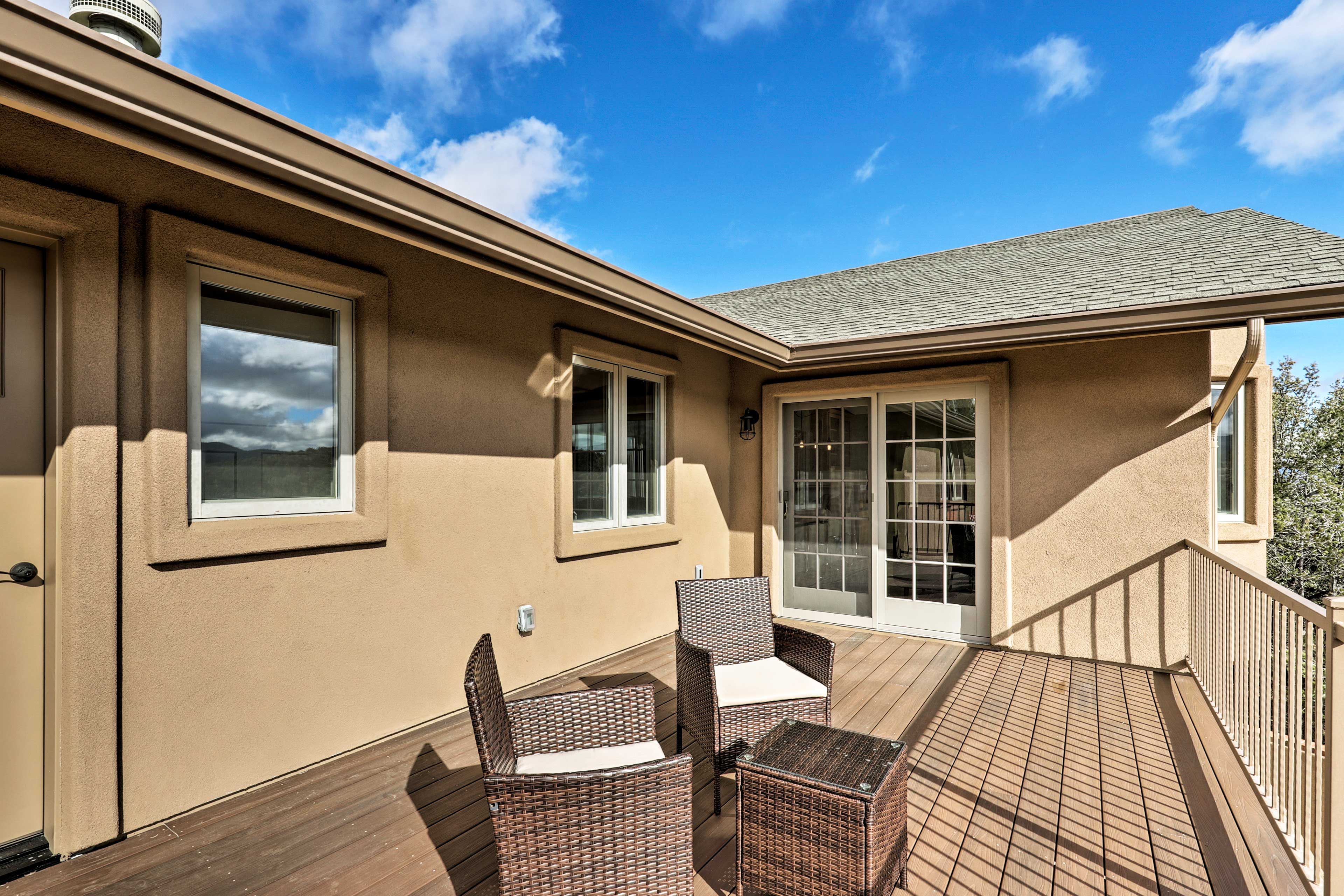 Sip your morning coffee out on the furnished upstairs deck.