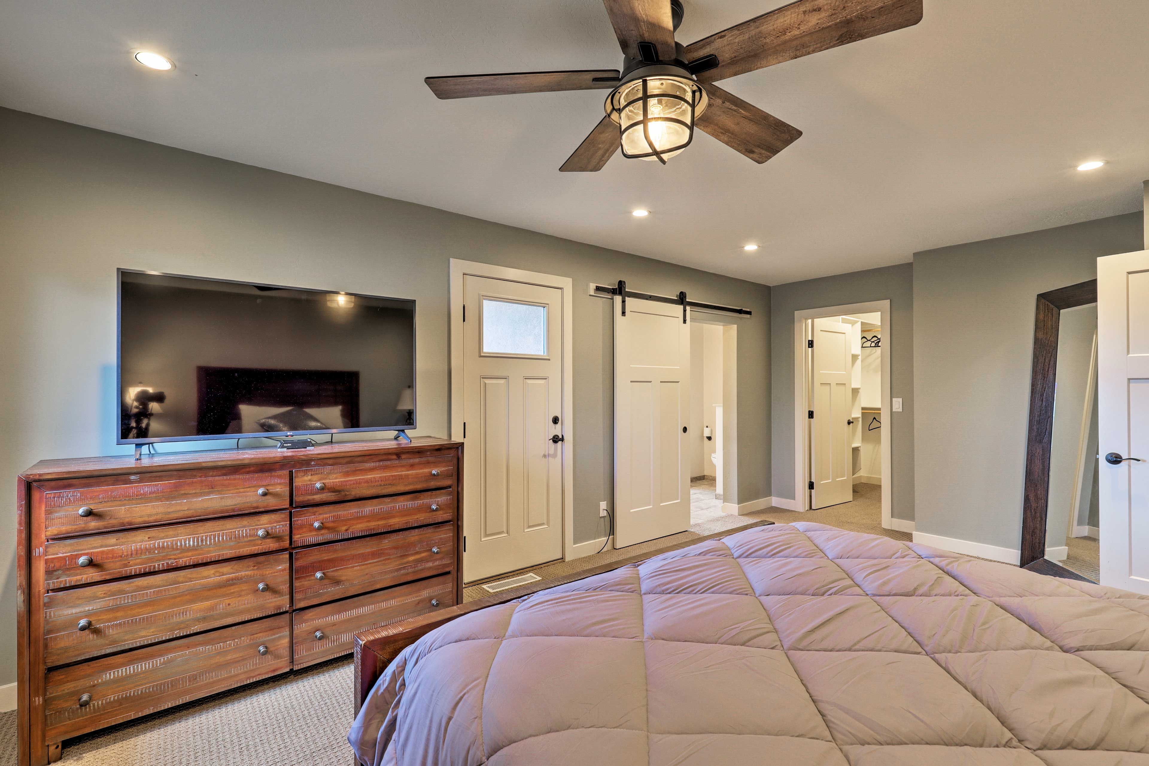 Binge watch your favorite shows on the flat-screen cable TV before bed.