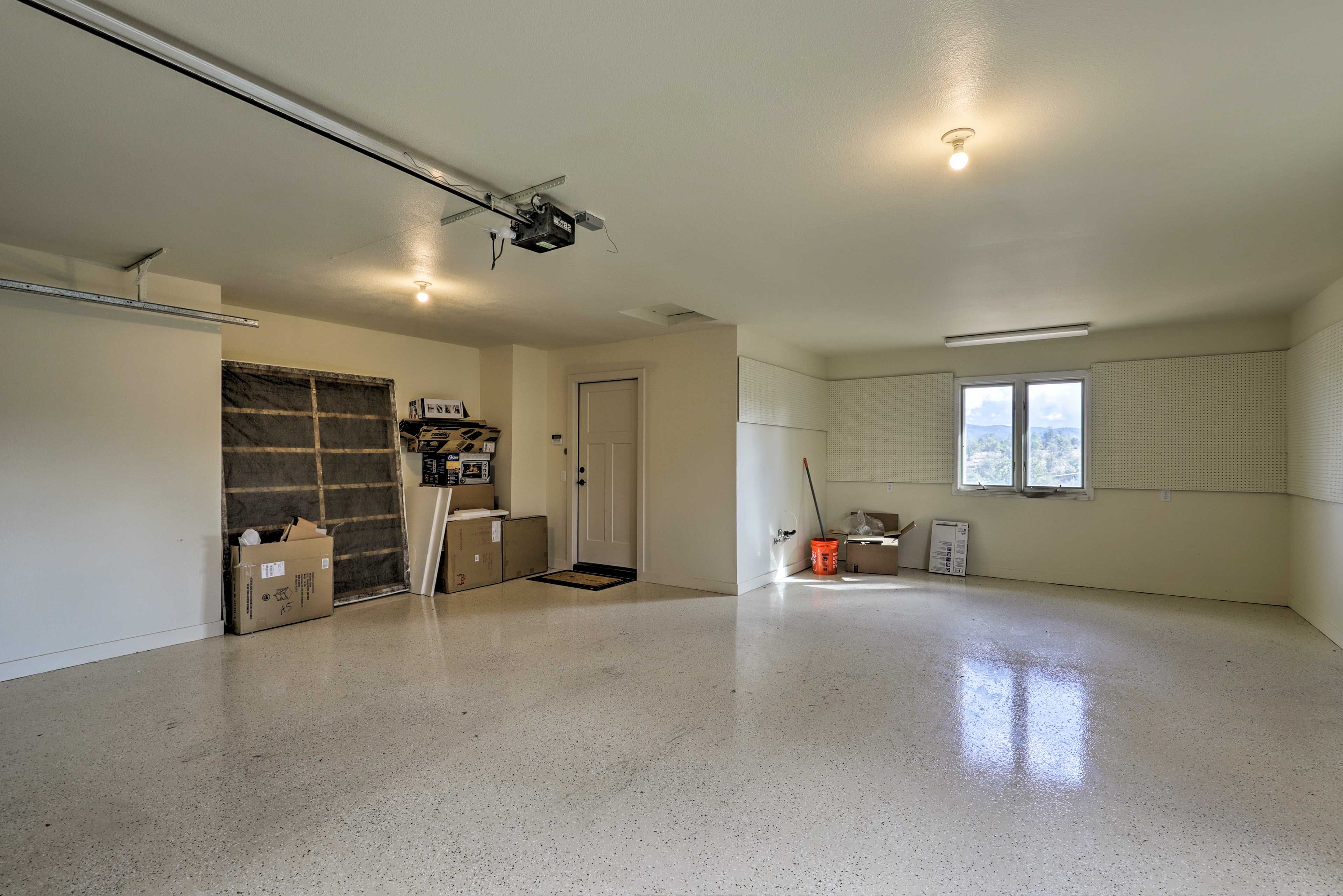 There is space to park 2 vehicles in the garage.
