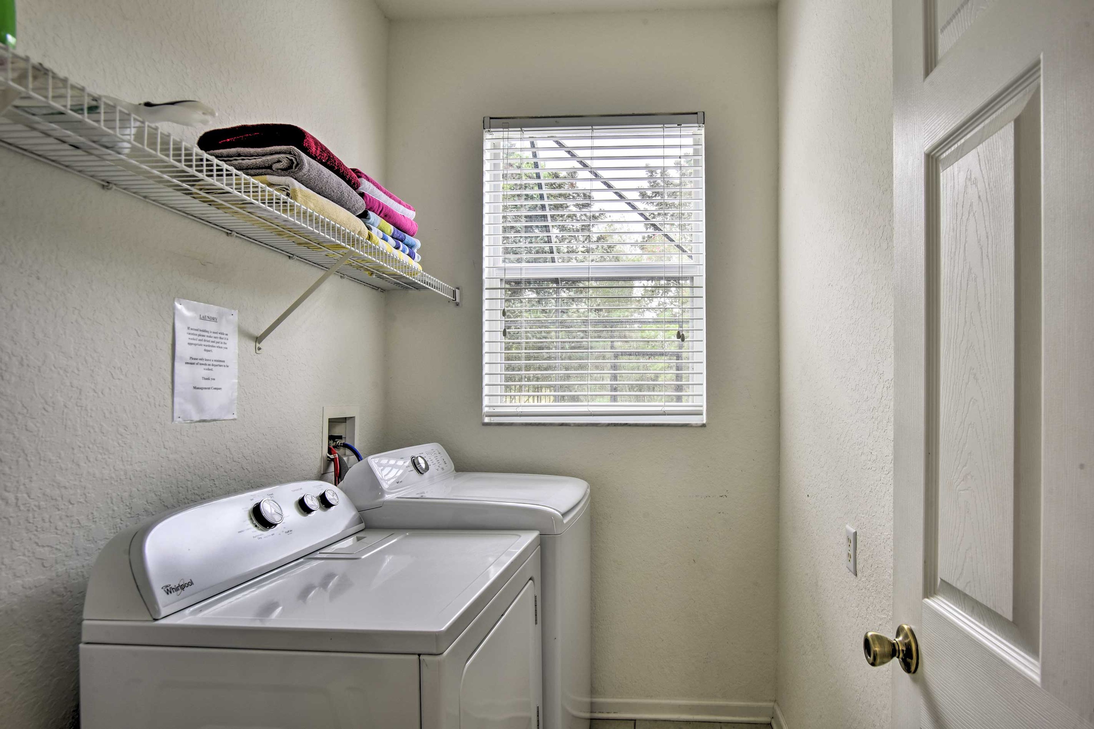 Enjoy the convenience of a washer and dryer during your stay.