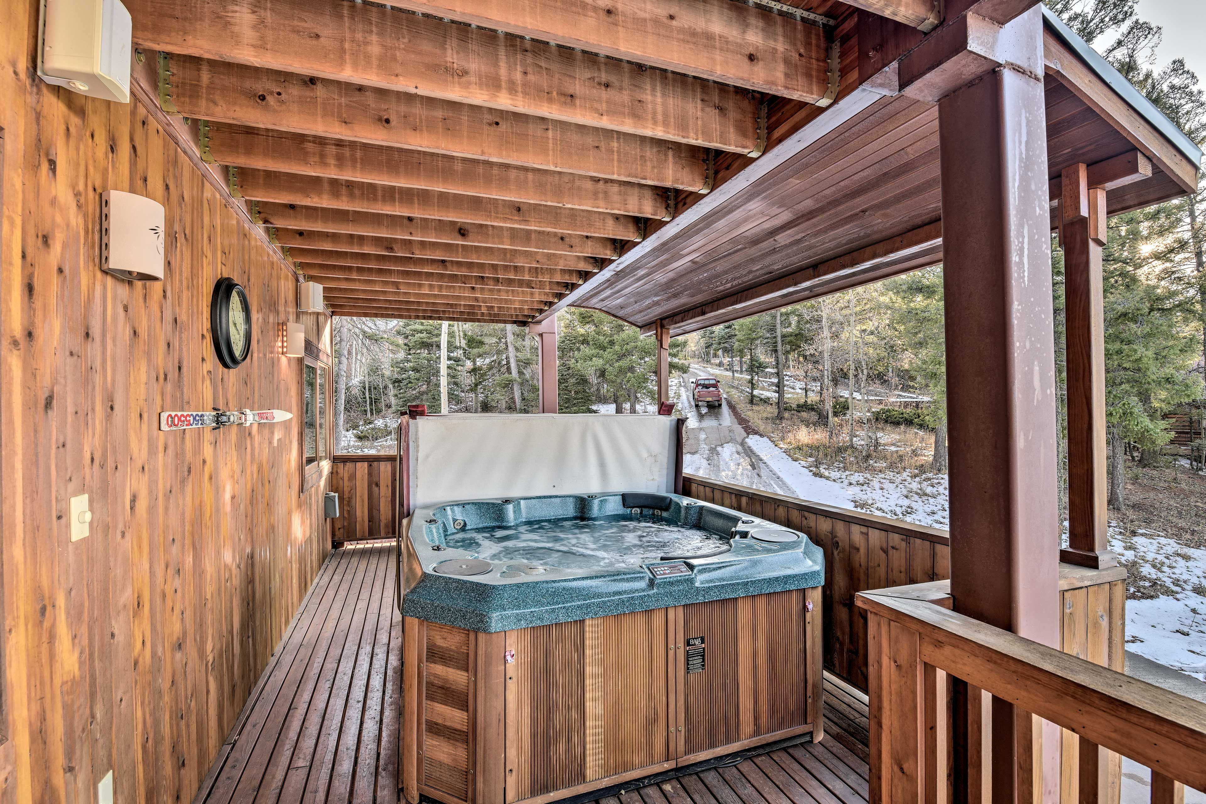 Hop in the hot tub after a day on the slopes.