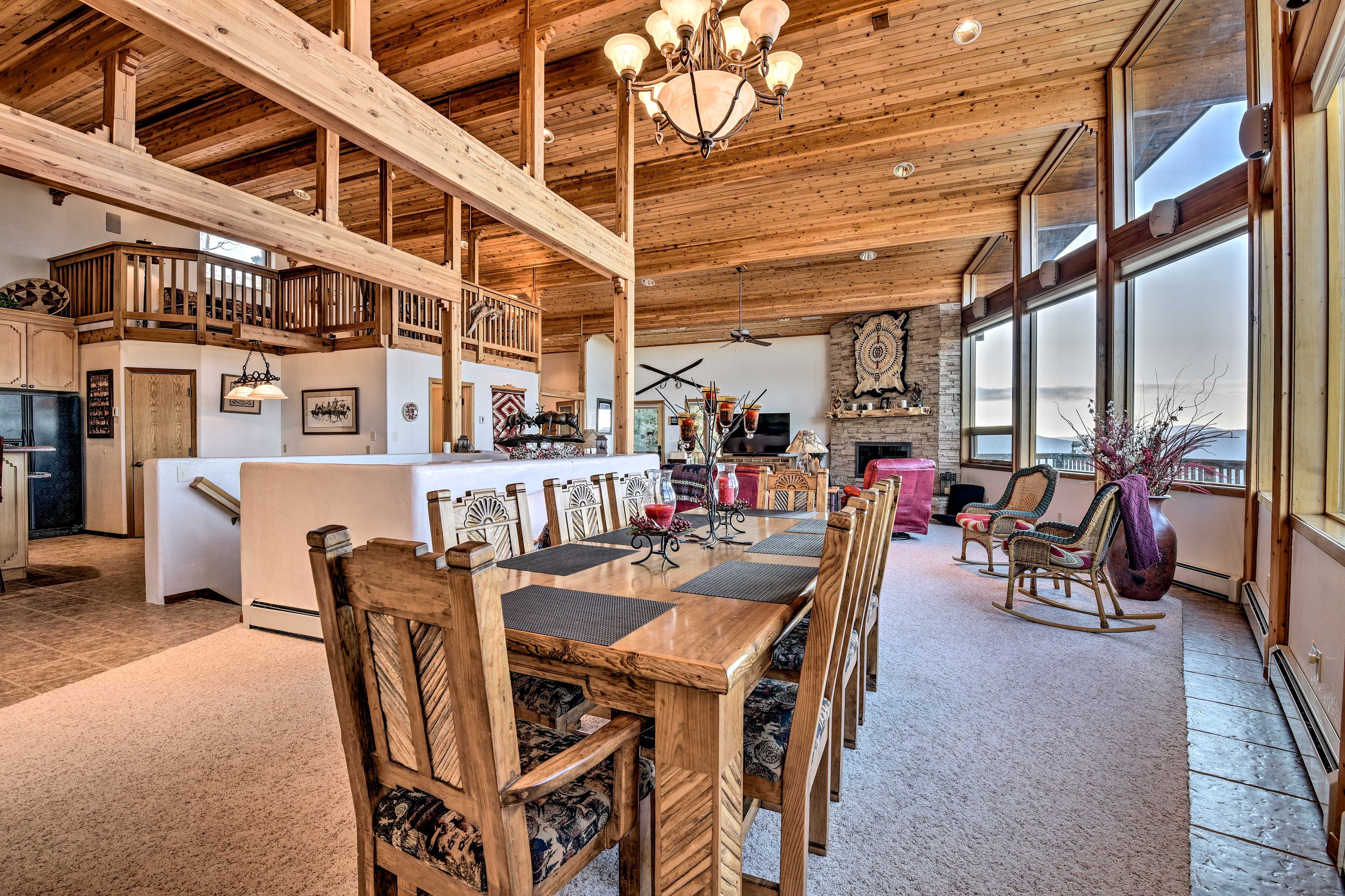 Gather at the dining table for a family meal.
