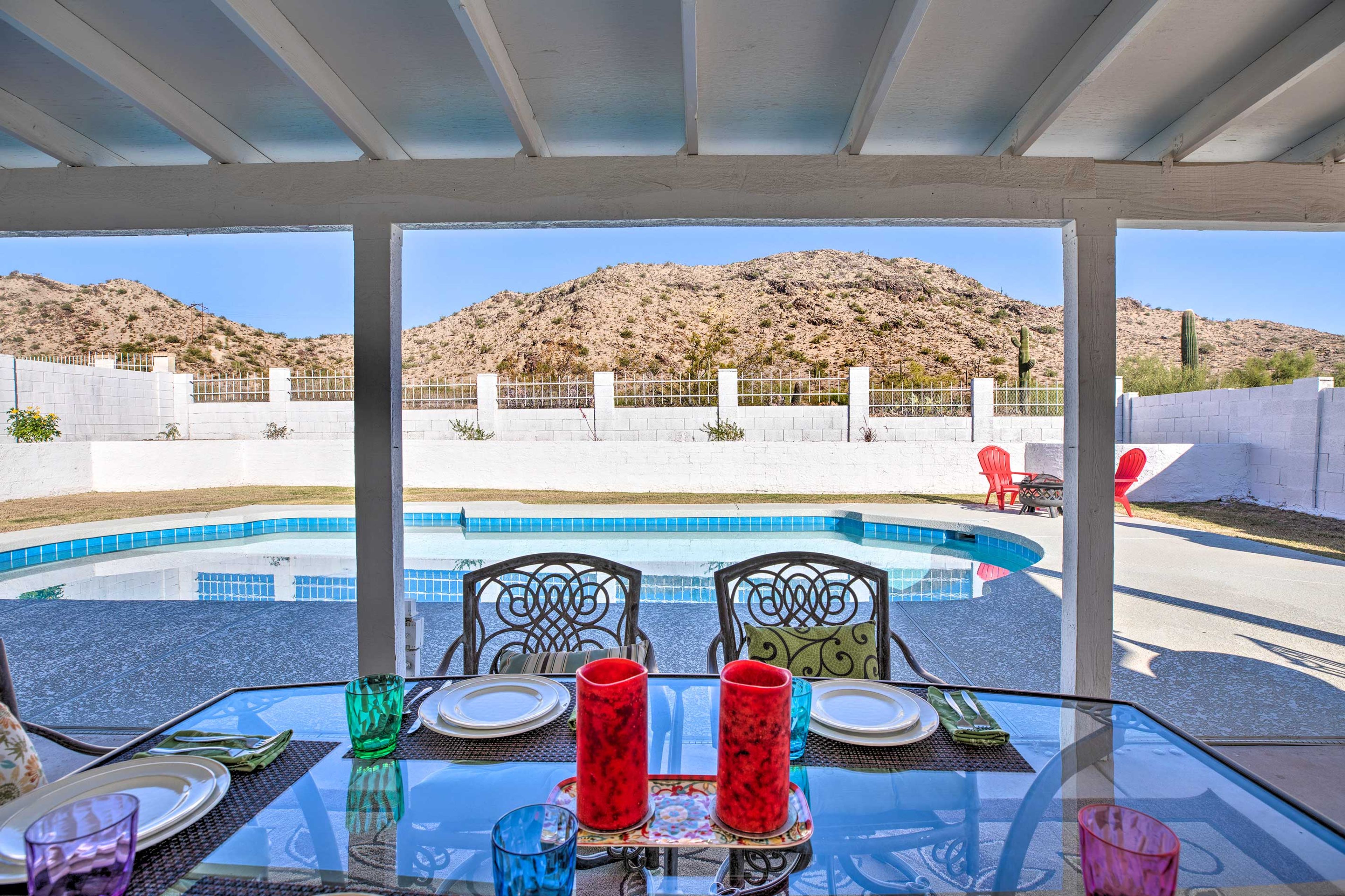 Backyard | Covered Patio | Desert Views