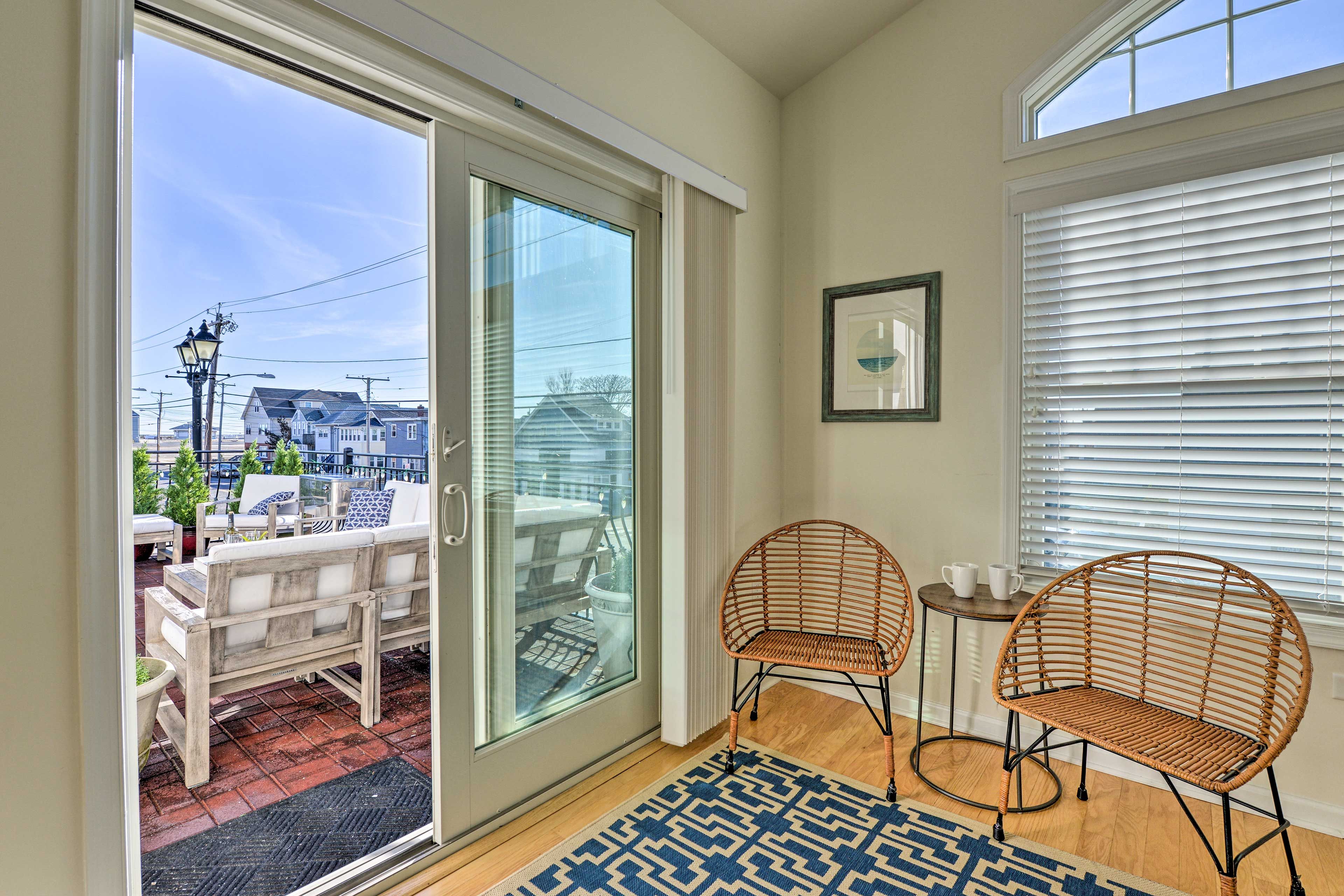 The bedroom has direct access to the deck.