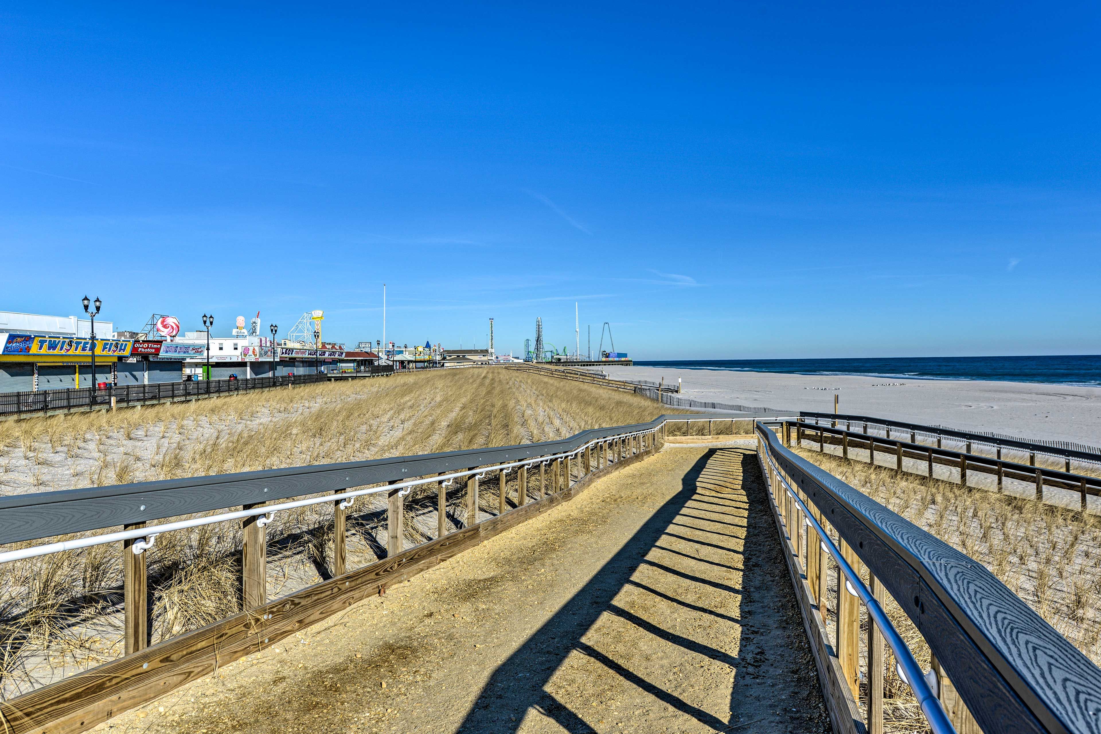 The boardwalk leads to an amusement walk within half a mile of the home!