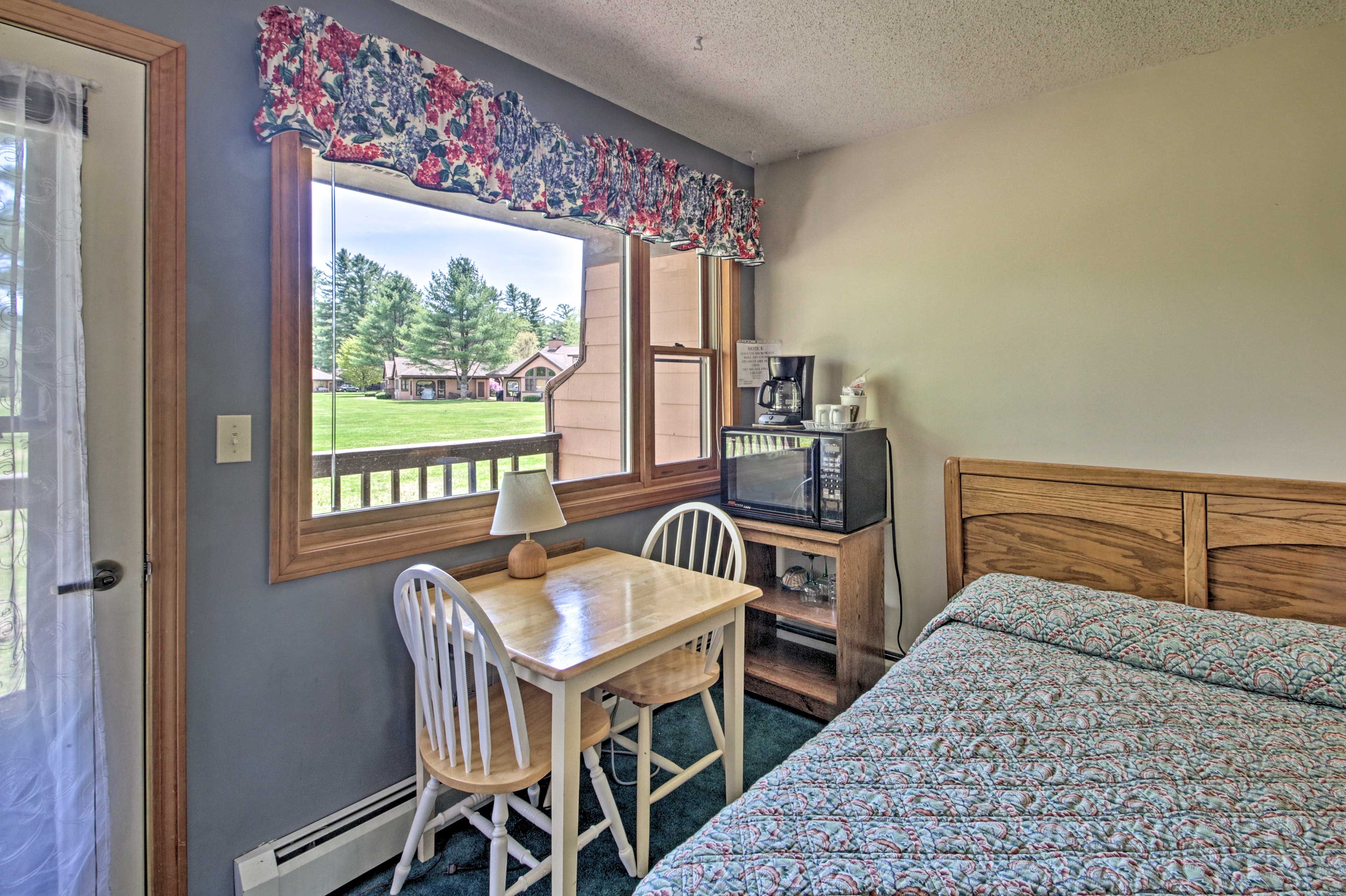 Wake up and have a private breakfast while coffee brews in the coffee maker.