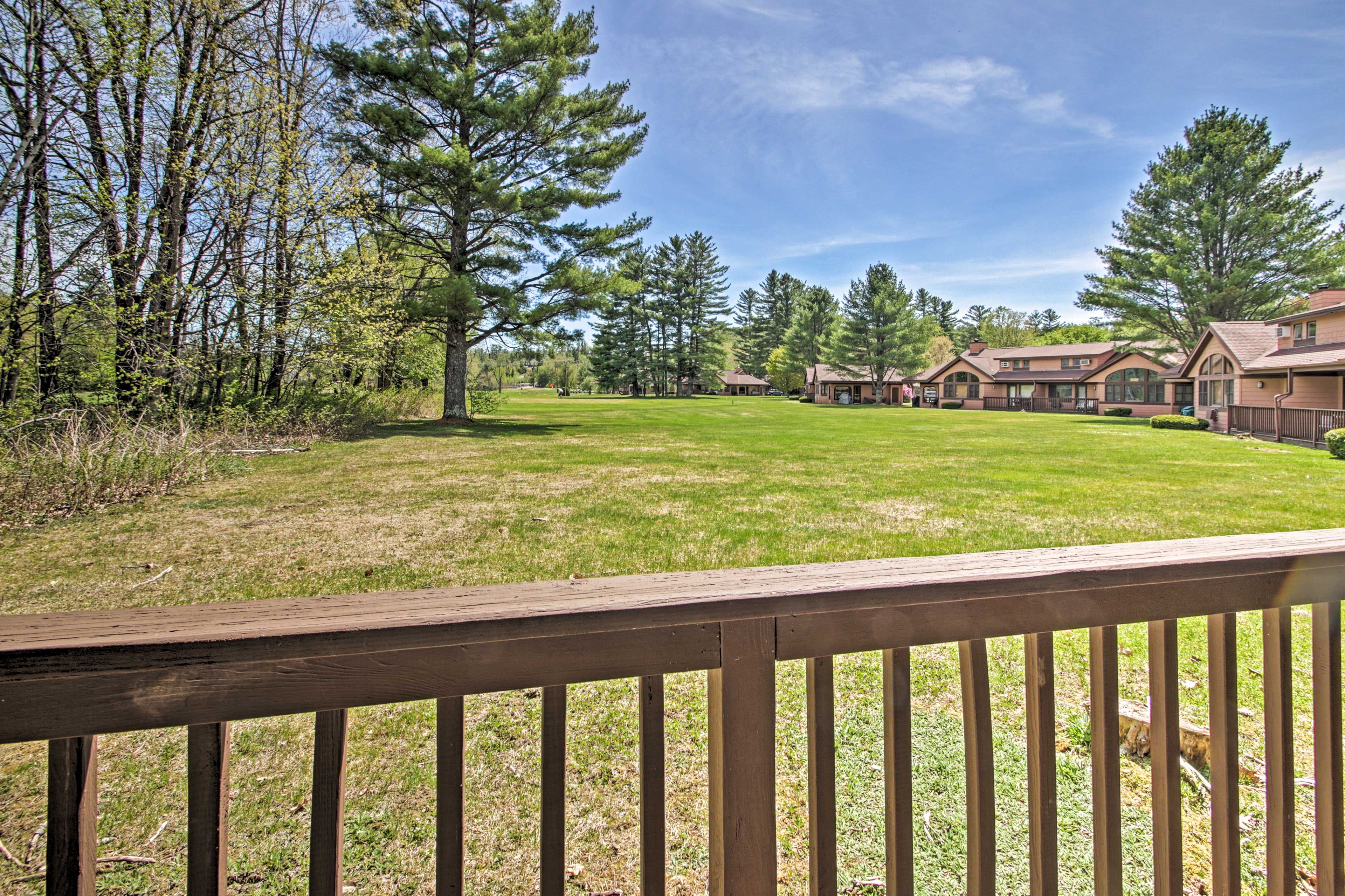 Head to the balcony to enjoy the wide open spaces.