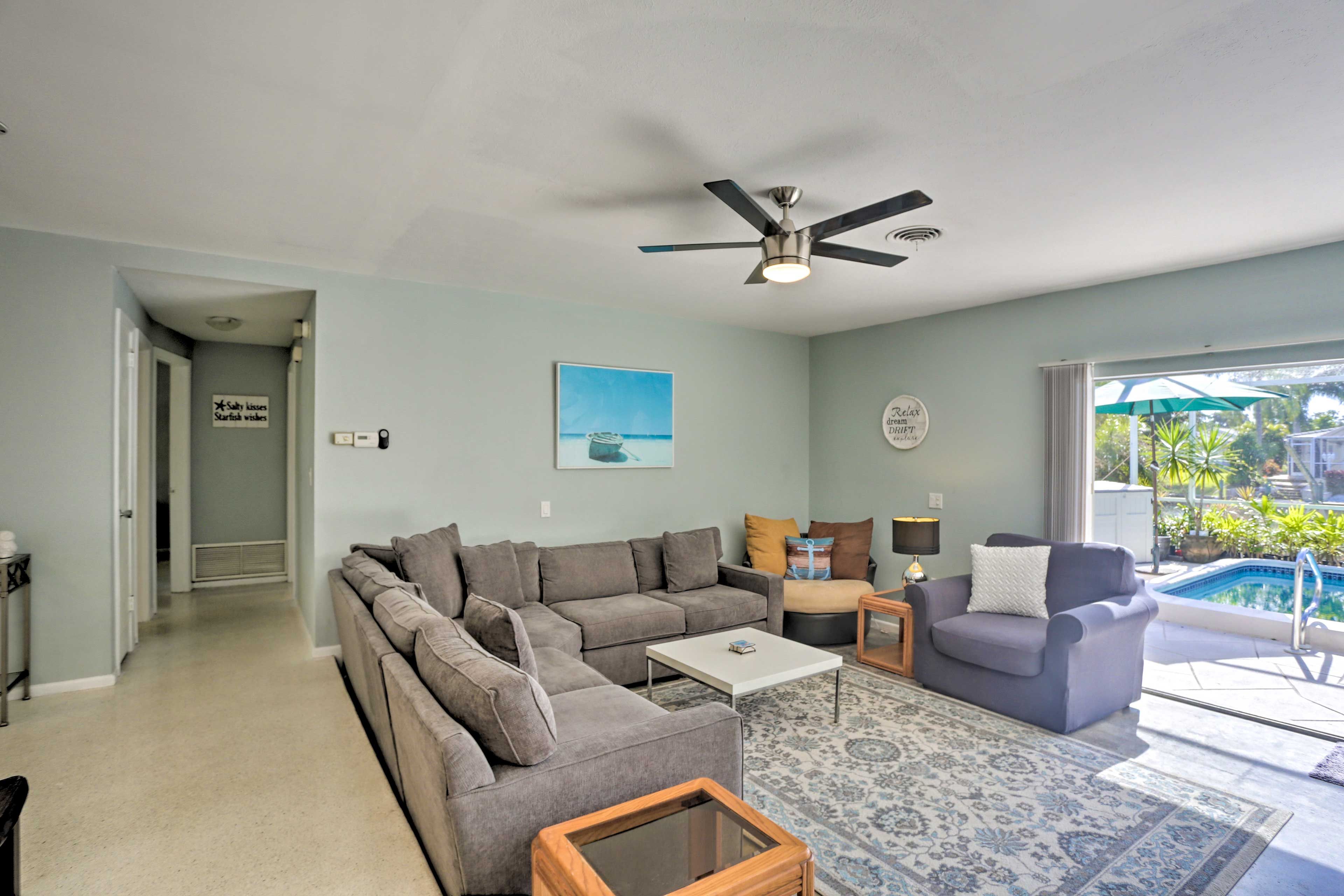 There are plenty of places to kick back and relax in the living room.