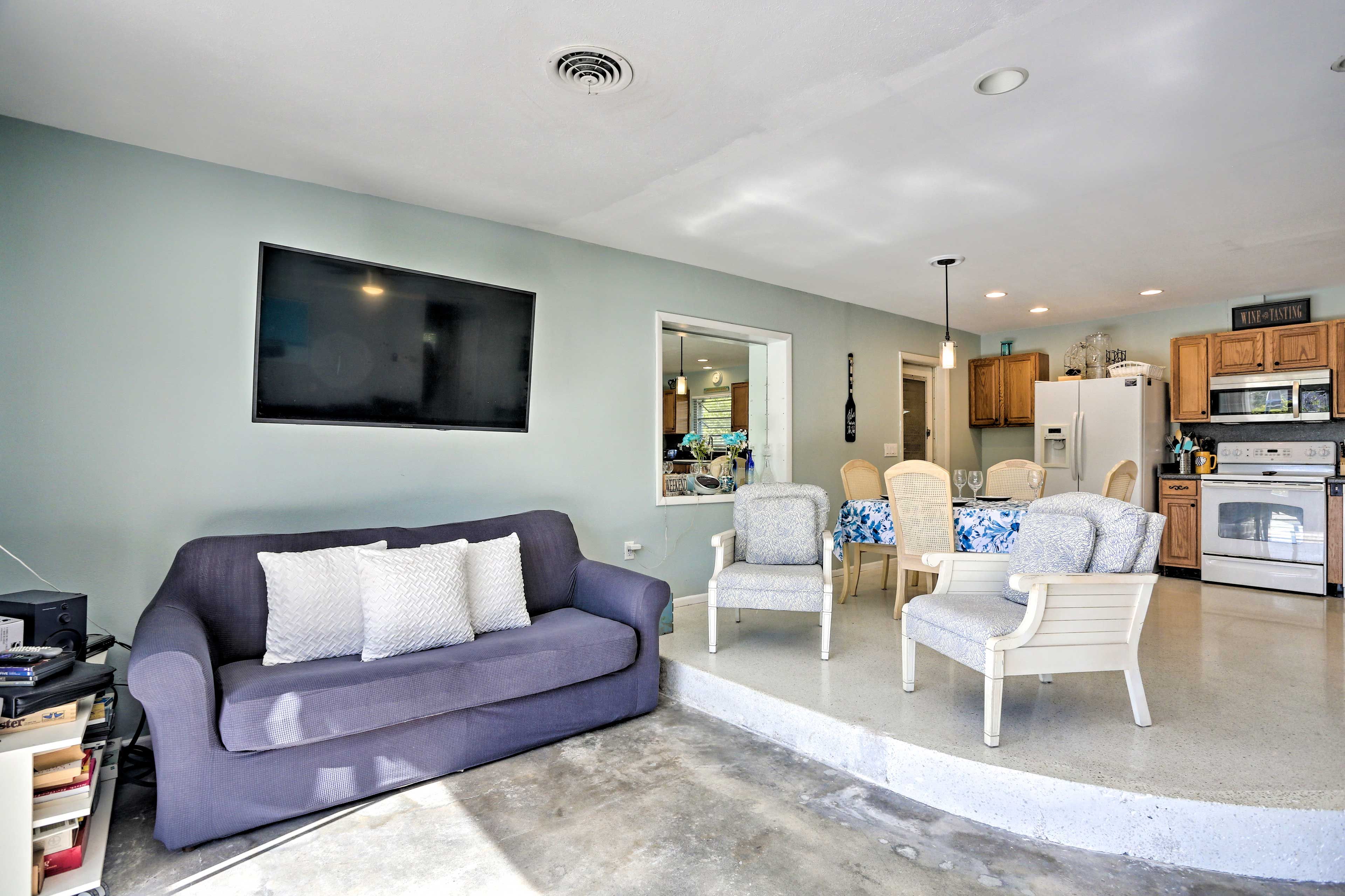 Watch a show on the flat-screen TV.