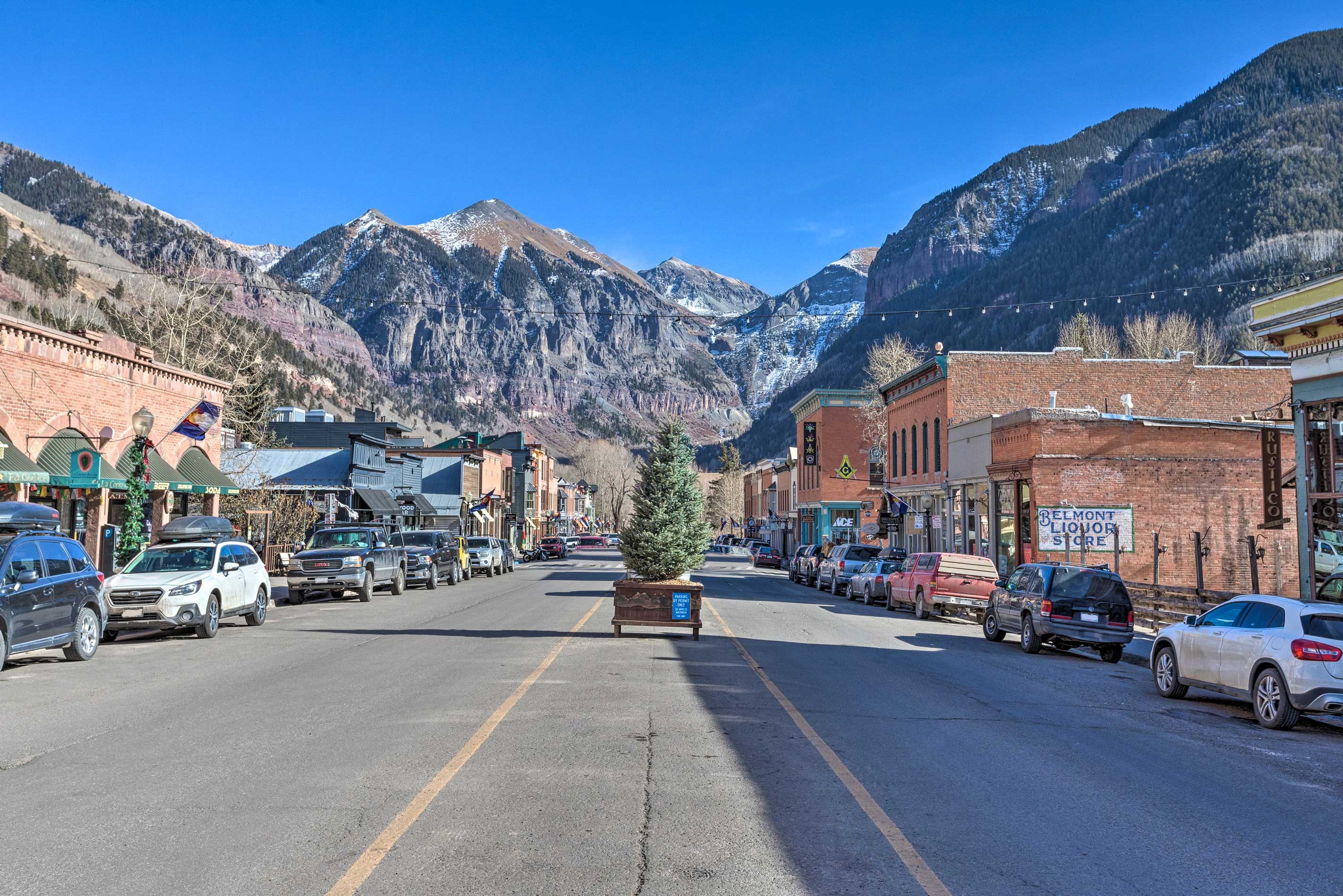 Explore historic downtown Telluride known for its local eateries and galleries.