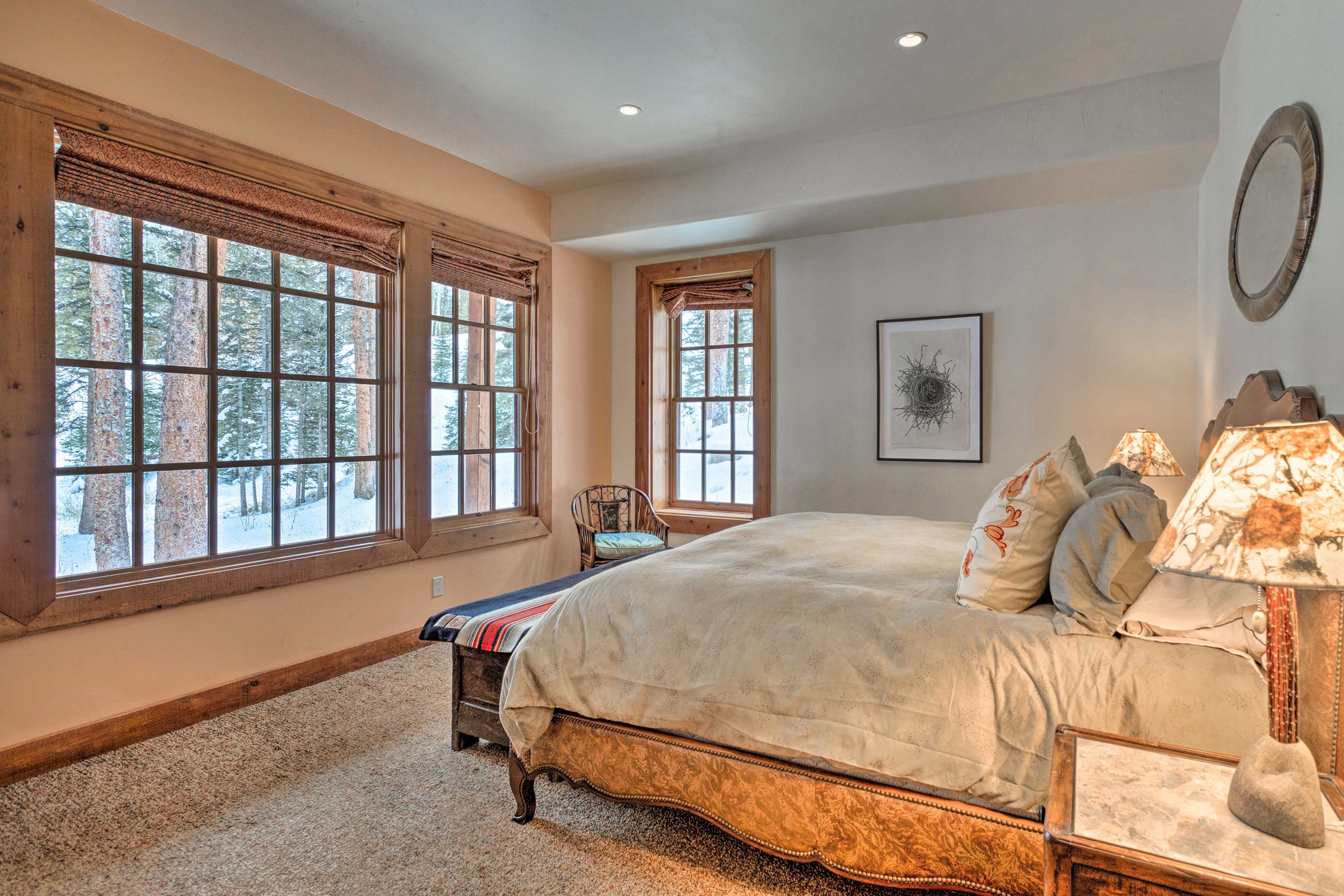 The lovely second suite also features a king-sized bed.