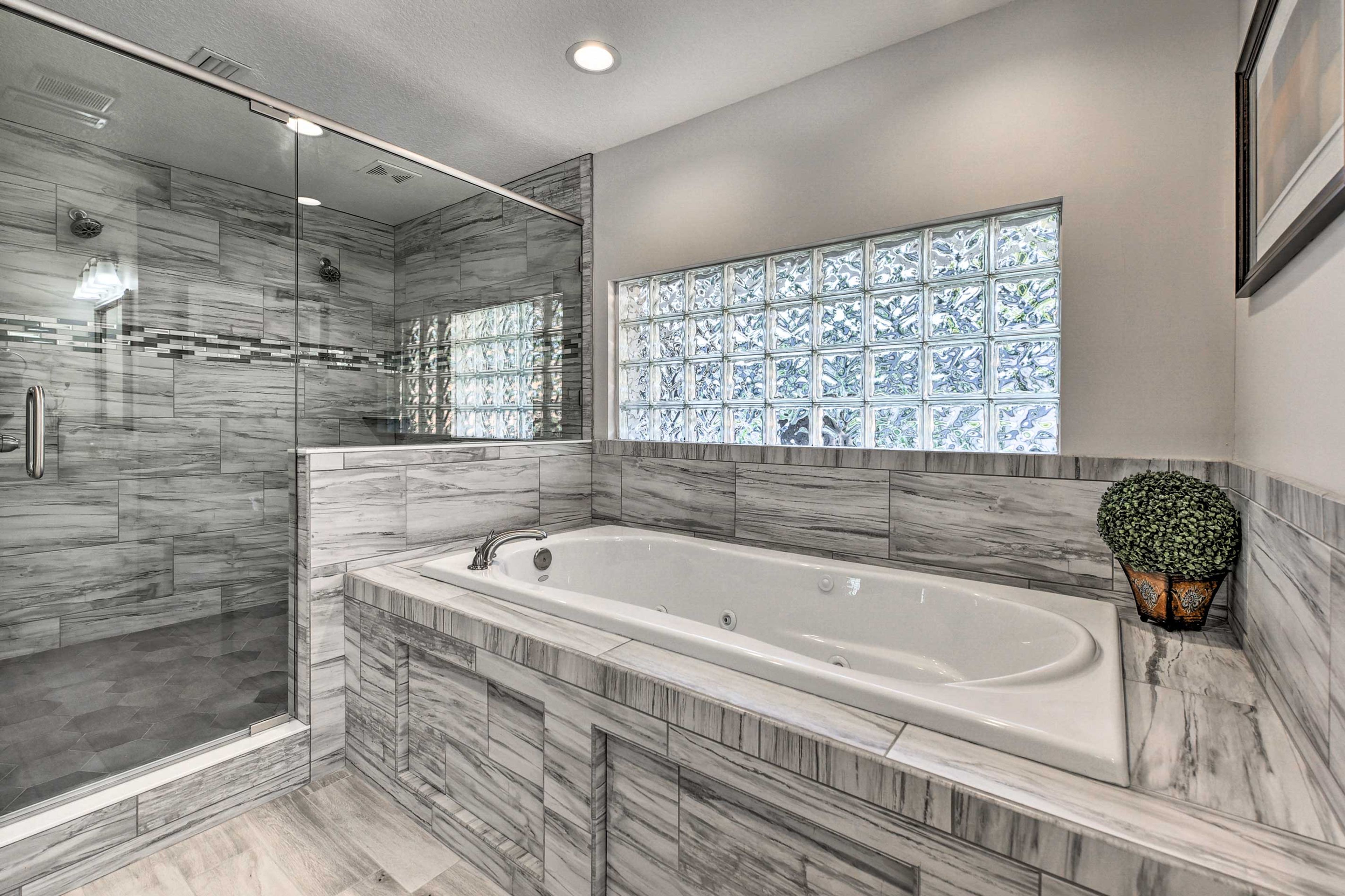 Bath or shower? The option is yours with this stunning en-suite bathroom.