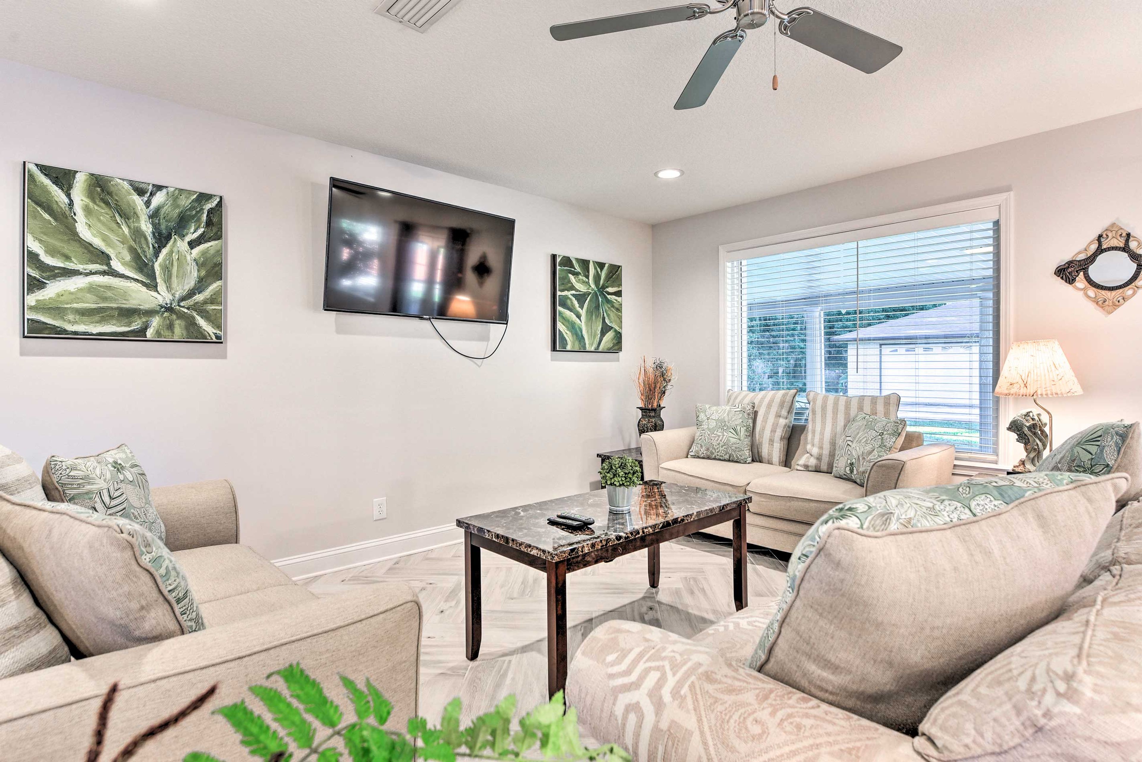 R&R never stops at the beach - kick back on any number of couches inside!