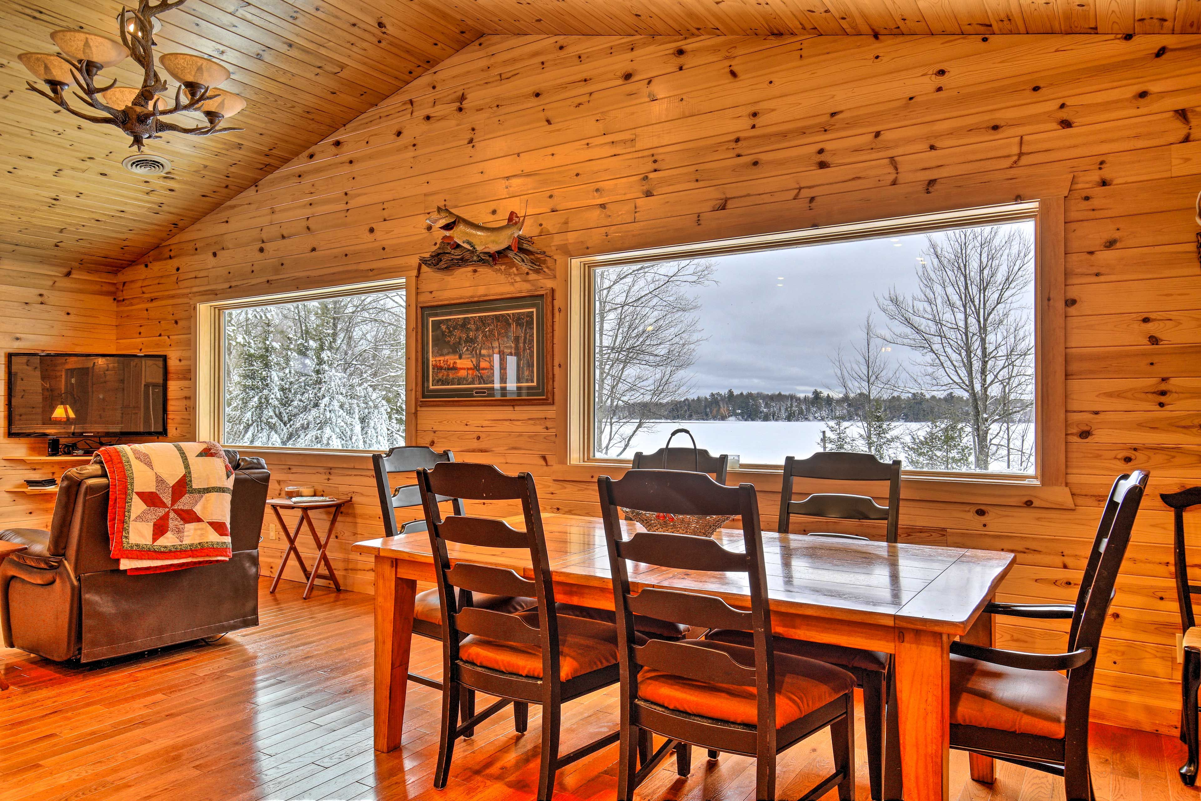 Dining Area | Dishes & Flatware Provided | Open Floor Plan | Lake Views